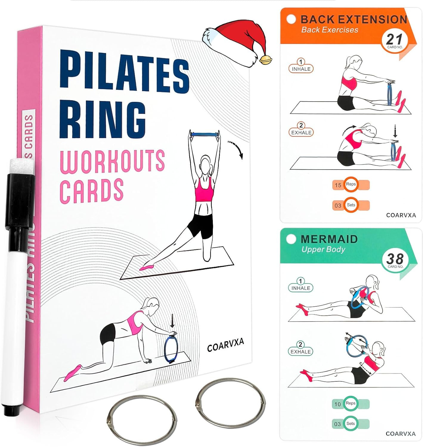 Chair Yoga Workouts for Elderly-58 Exercise Cards with Chair Yoga，Ncludes 2 Ring