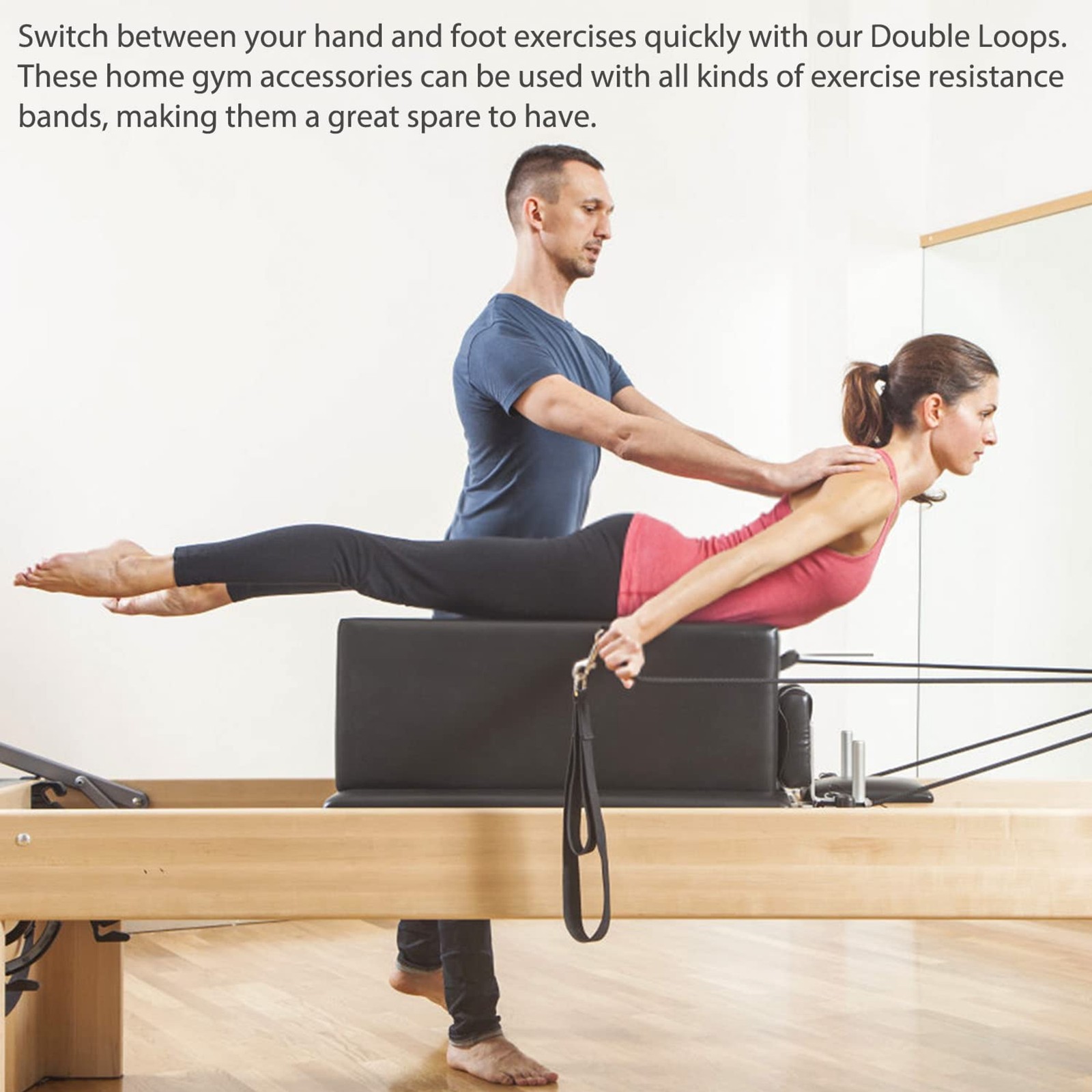Pilates Straps – Double Loop D-Ring Straps for Reformer, Padded, Home Gym Workou