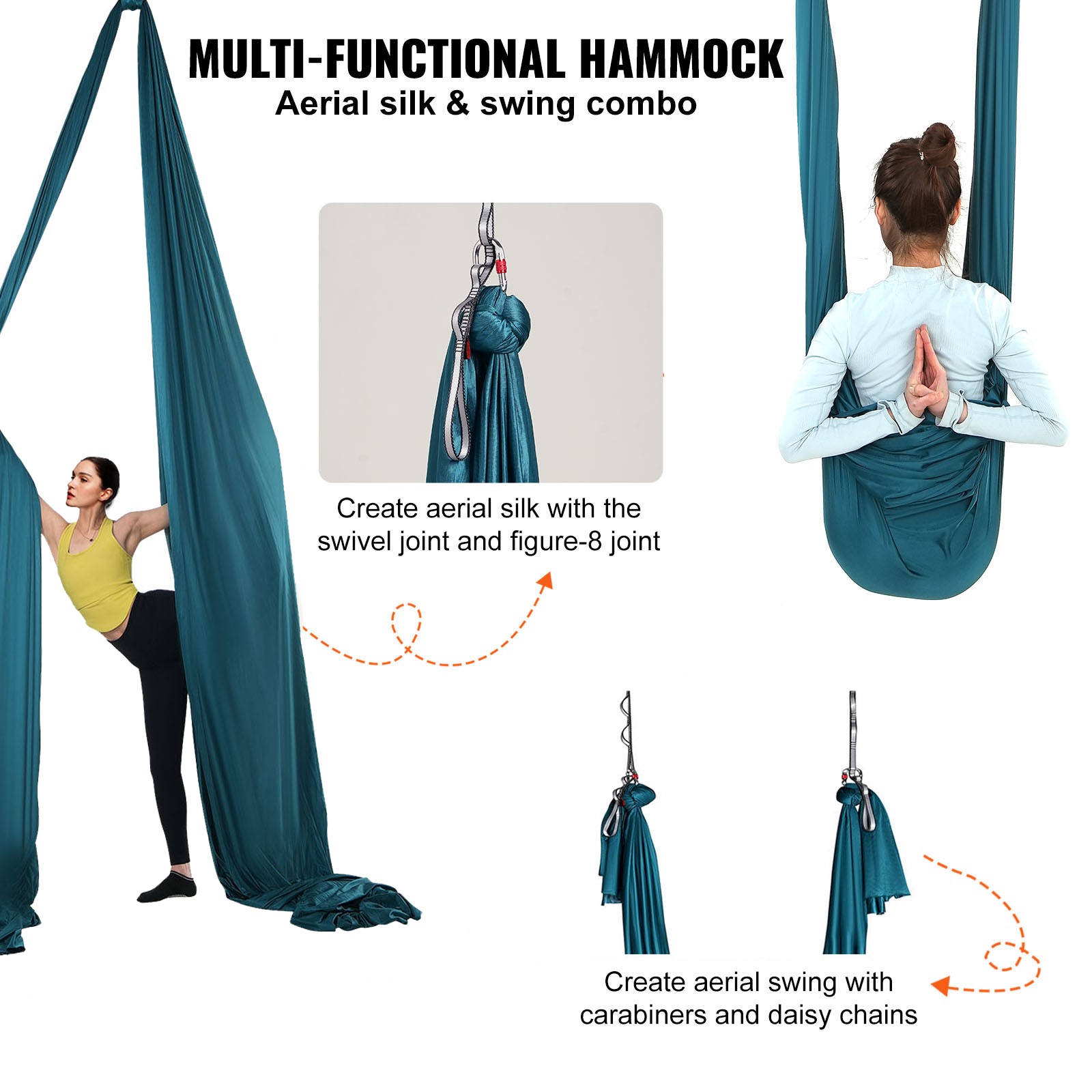 Uimoso Aerial Silk Yoga Swing Set 11 Yards Hammock Trapeze Inversion Fly Green