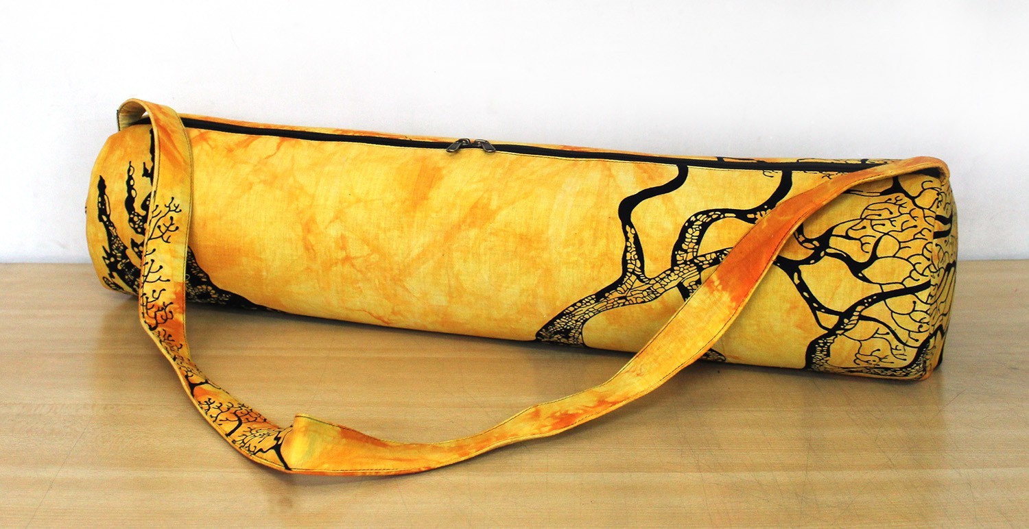 Indian Yellow Tree Yoga Mat Carrier Bag Mandala Large Bag With Shoulder Strap