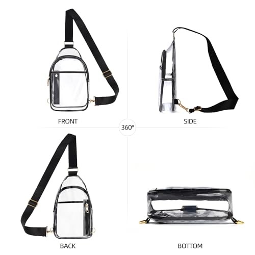 Clear Bag for Stadium Events, Clear Crossbody Bags for Women Men with Black