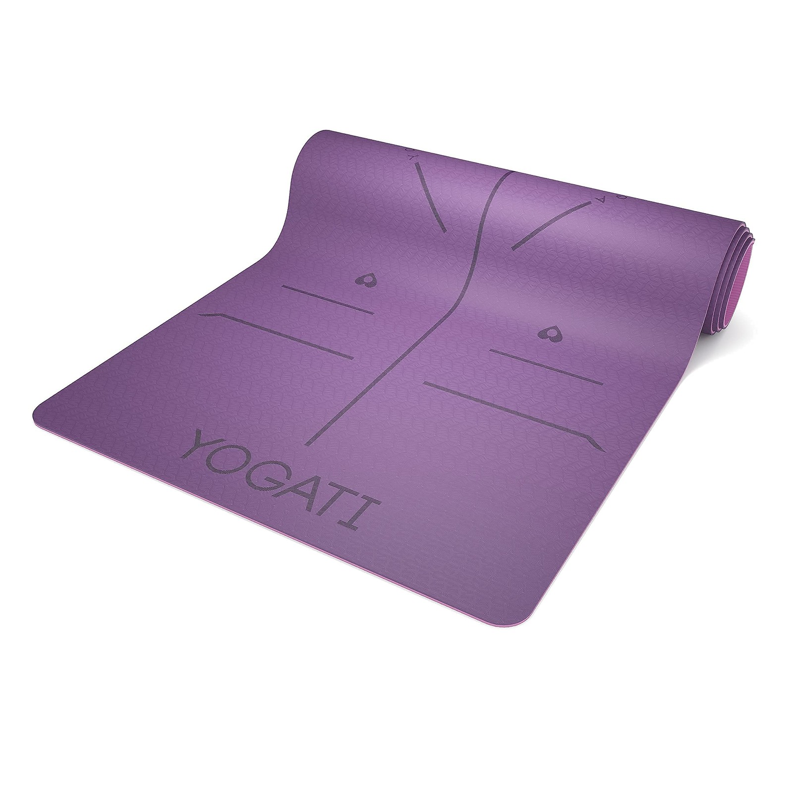 Yoga Mat with Alignment Lines. Exercise mat with carry strap. Pilates mats fo…