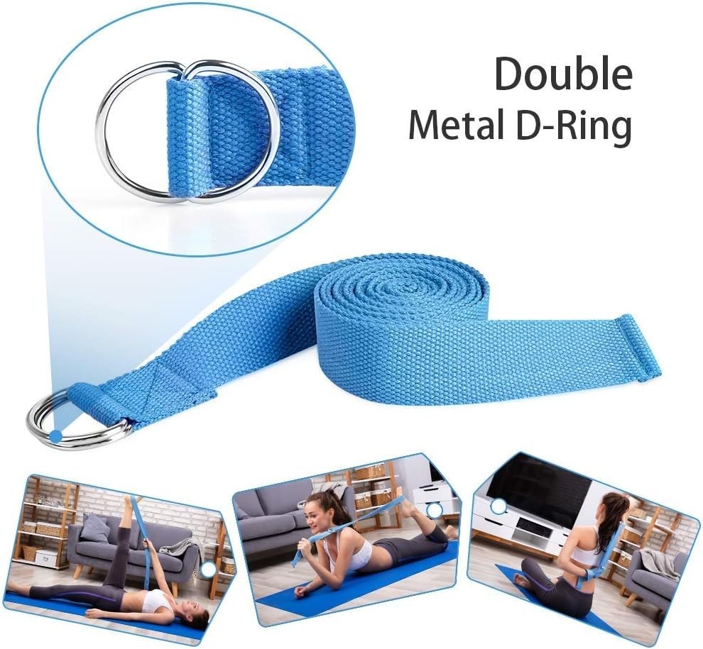 2 Pack Cork Yoga Blocks with Yoga Strap Set – 4 x 6 x 9 inch