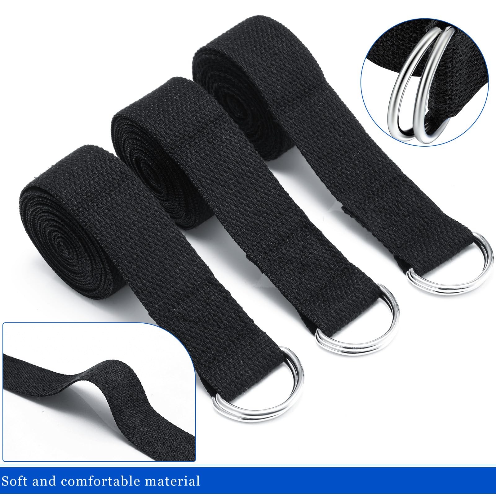 40 Pcs Yoga Strap Stretching Pilates Exercise Adjustable Straps 6 ft Non Elas…