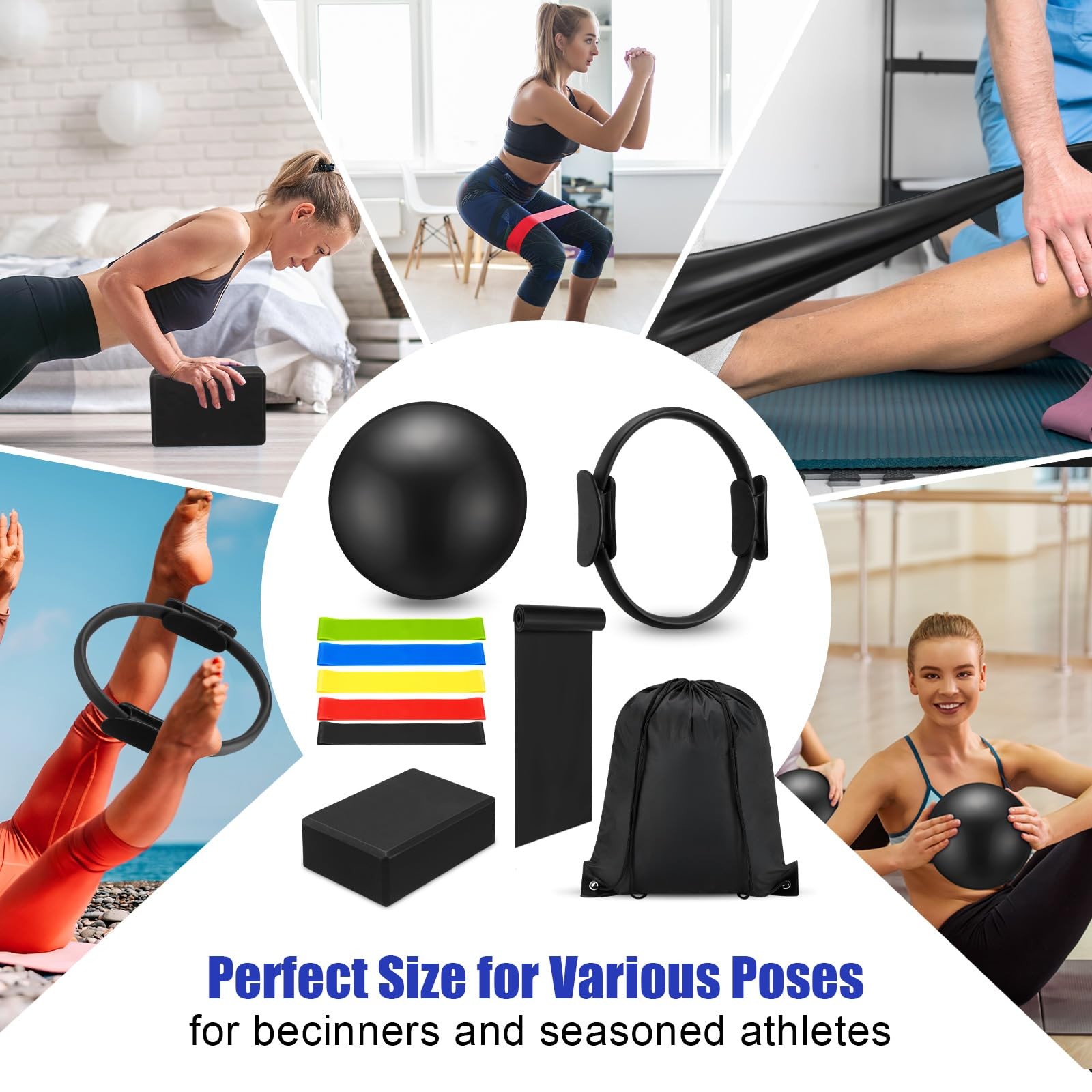10 Pcs Pilates Ring Blocks Set for Home Yoga Equipment Pilates Ring Circle an…