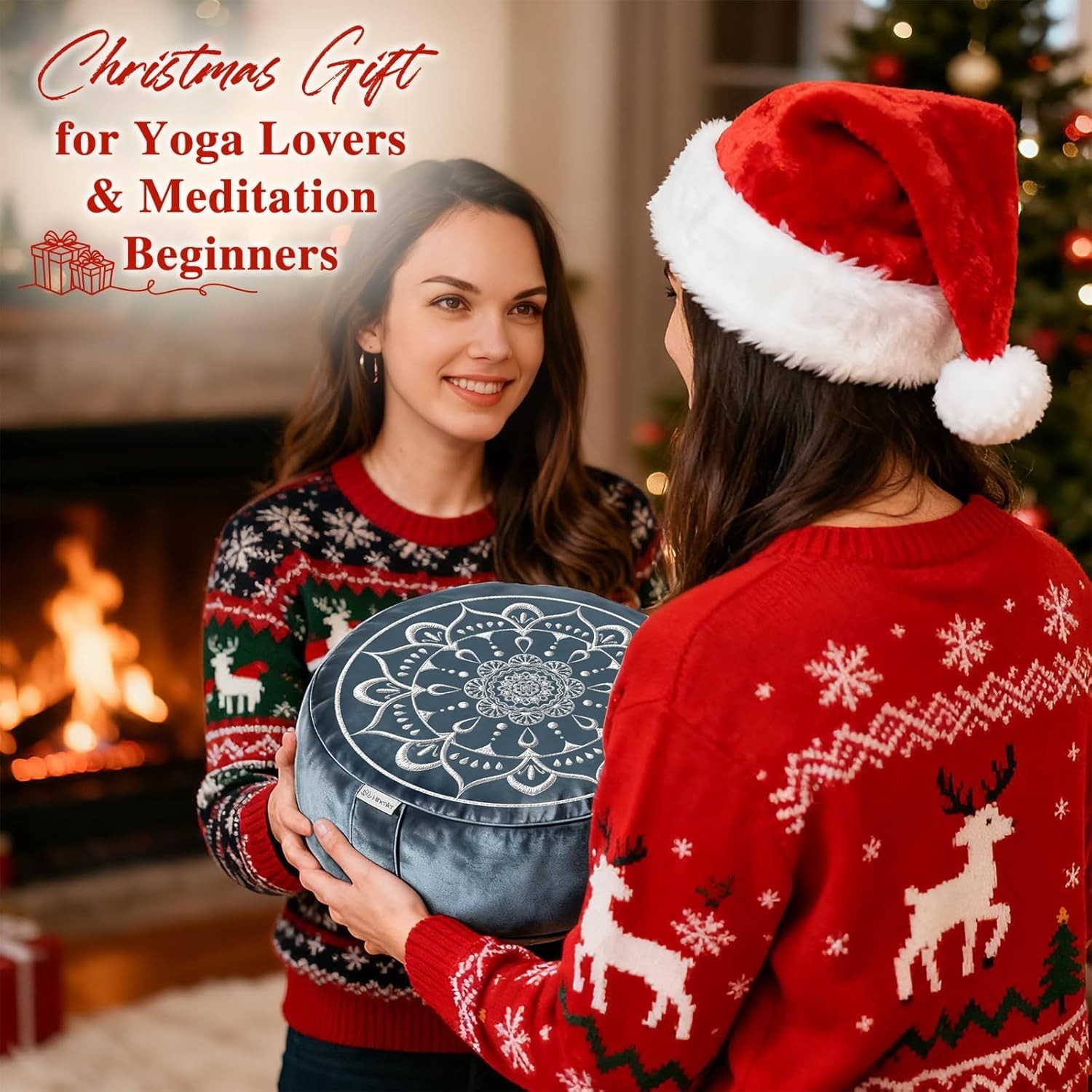 Meditation Cushion Velvet Cover Large Floor Pillow for Yoga Support Soft