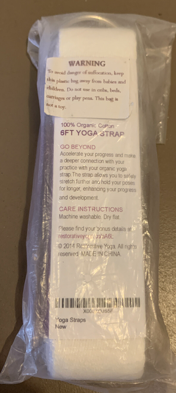 Yoga Strap 6ft White – 100% Organic Cotton (New In Pack)
