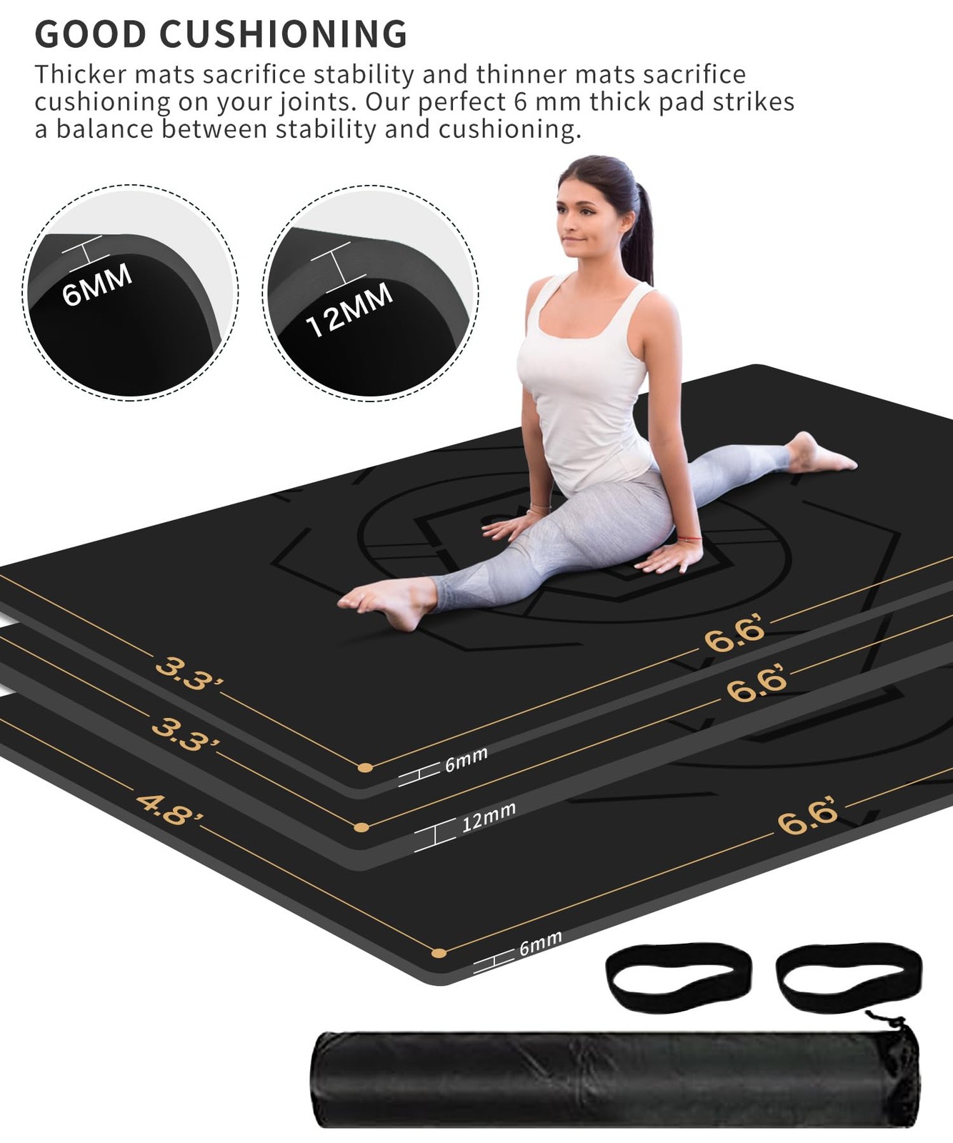 Large Exercise Mat (6&rsquo;x 3&prime;), Extra Wide Workout Mat for Men and Women, Yoga M…