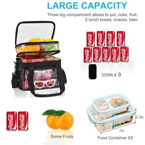 Clear Lunch Bag – Large Clear Lunch Bag for Work Double-Deck Reusable Lunch