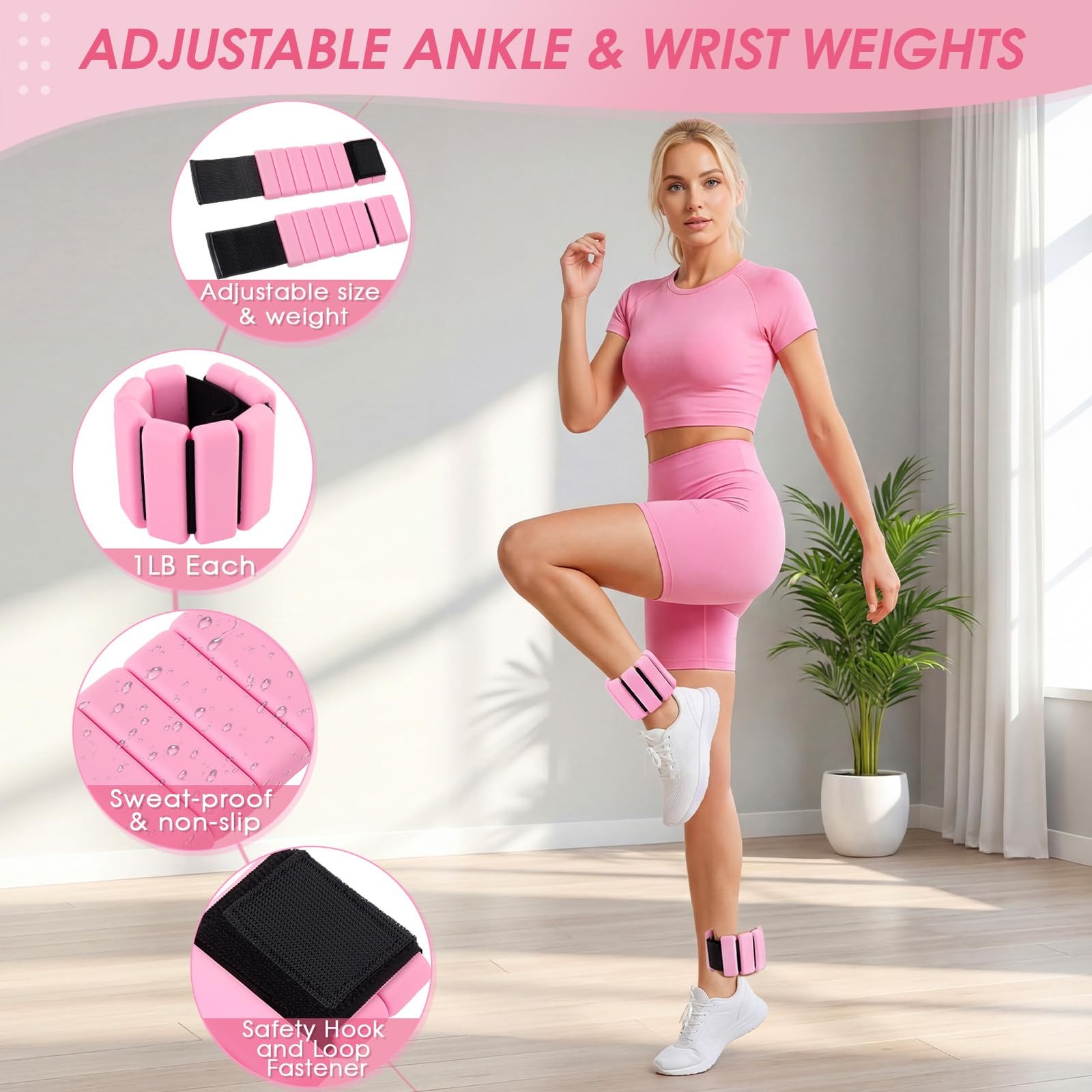 Pilates Equipment Kit for ,28PCS,Home Workout,Pink