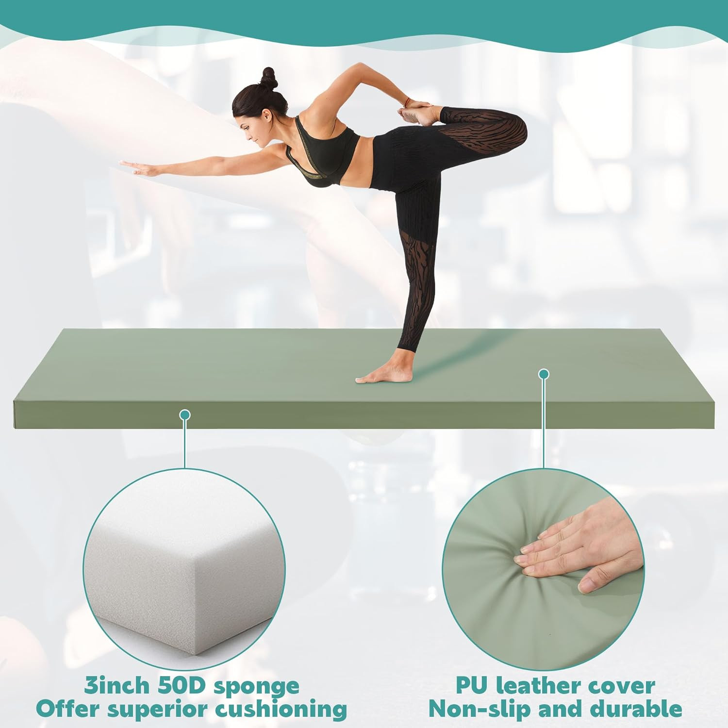 MABOZOO 3 Inch Thick Yoga Mat, Extra Thick Gymnastics Mat with Carrying Handles