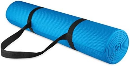 Exercise Yoga Mat 1/4-Inch Thick w/Carry Strap Gym Pilates Meditation Fitness