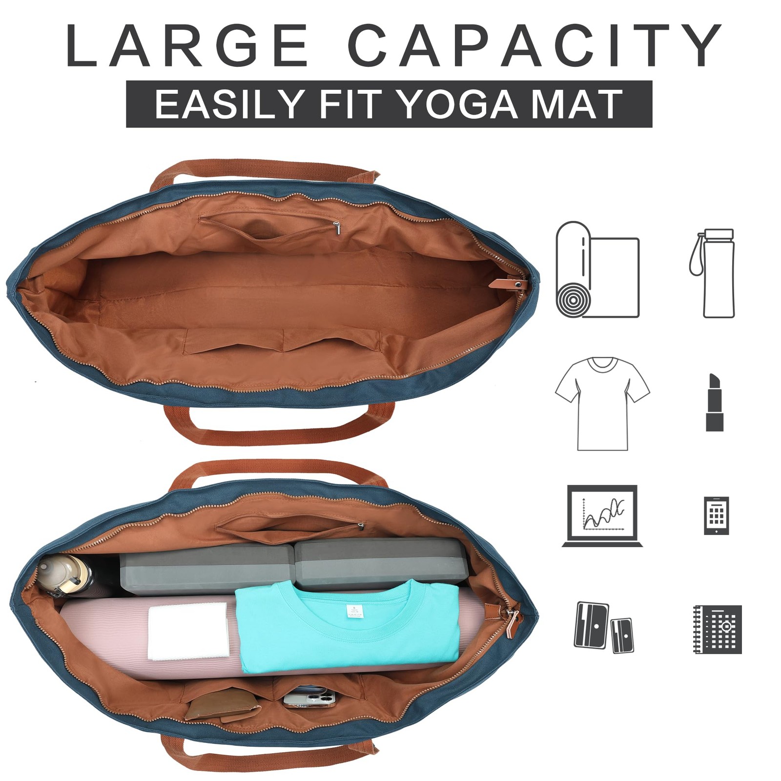 with Multi-Functional Storage Pockets Full-Zip Extra Large Yoga Mat Tote Bag …