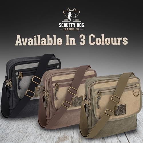 Crossbody Messenger Bag for Men and Women – Canvas Shoulder Bags Black/Grey