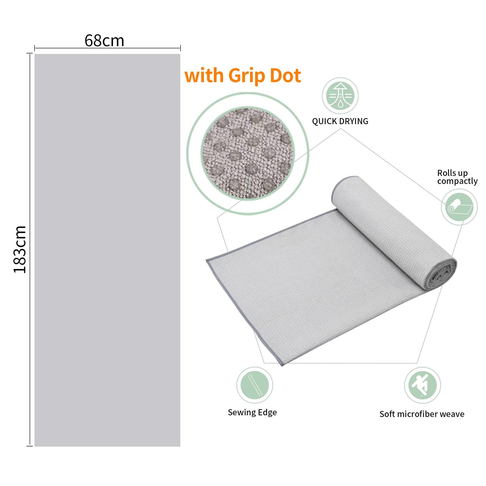 Cyclxy 3 Pack Yoga Mat Towels Grip Dot Hot Yoga Towel Non Slip Yoga Mat Towel