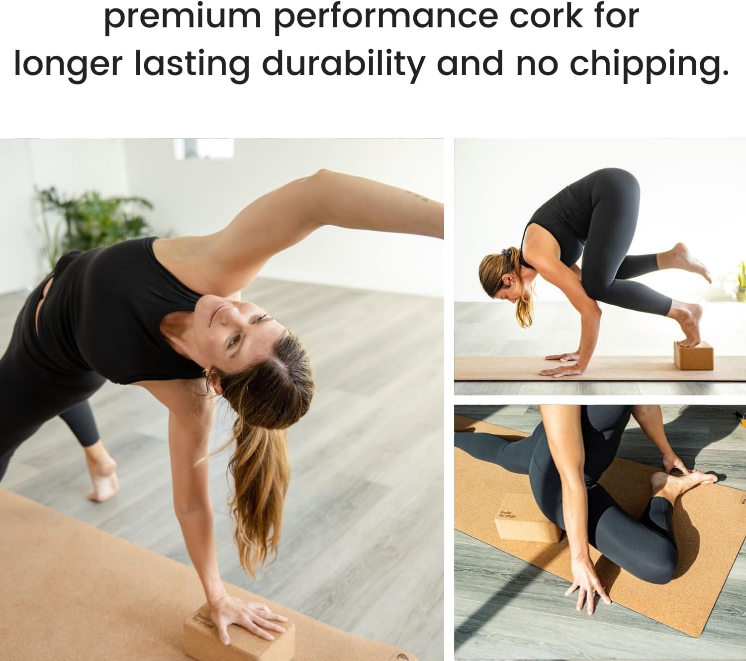 Cork Yoga Blocks 2 Pack – High Density Non Slip with Select Cork Grain for Ch…