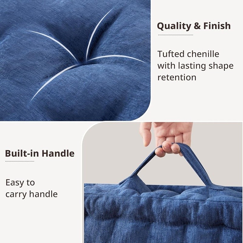 Large Floor Cushion Tufted Meditation Pillow Yoga Support Portable Handle New