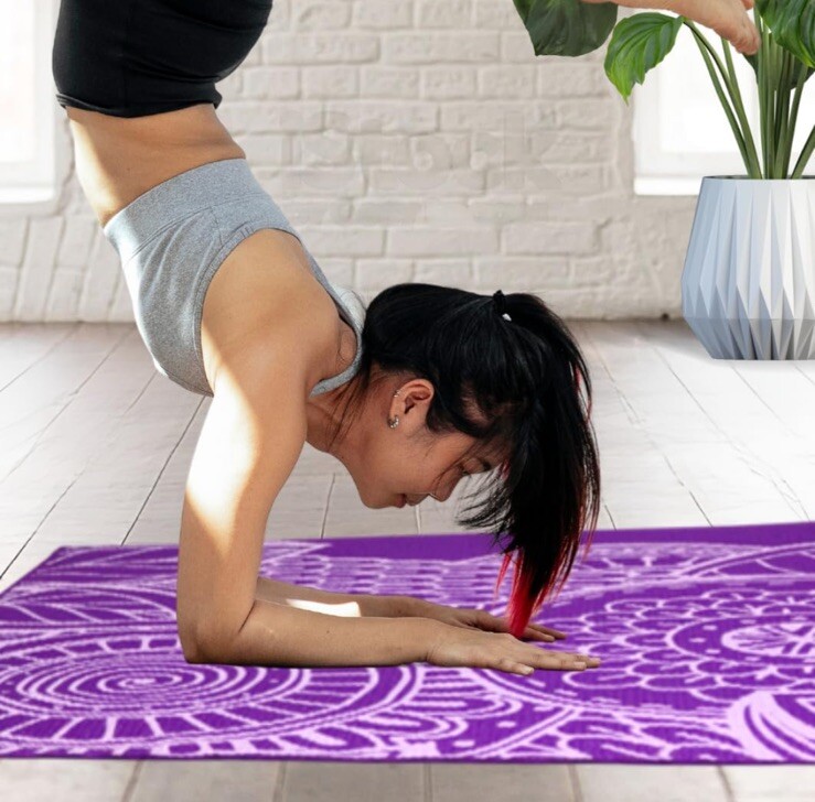 The Finix NBR Print Yoga Mat, 3mm Thick, 68 in. x 24 in. – Purple Non-slip – New