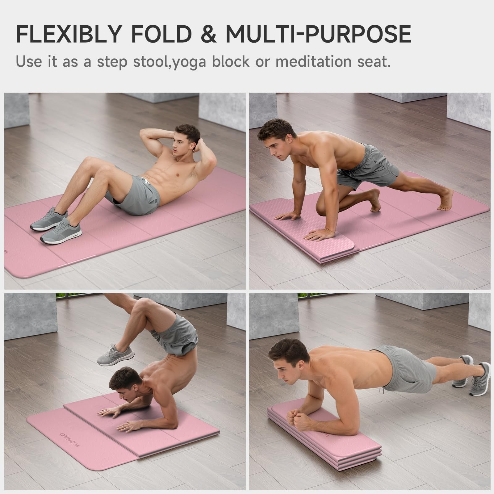 7-Fold Yoga Mat 74&Prime;x31&Prime; – 0.31 Inch Thick Folding Exercise Mat, Extra Wide No…