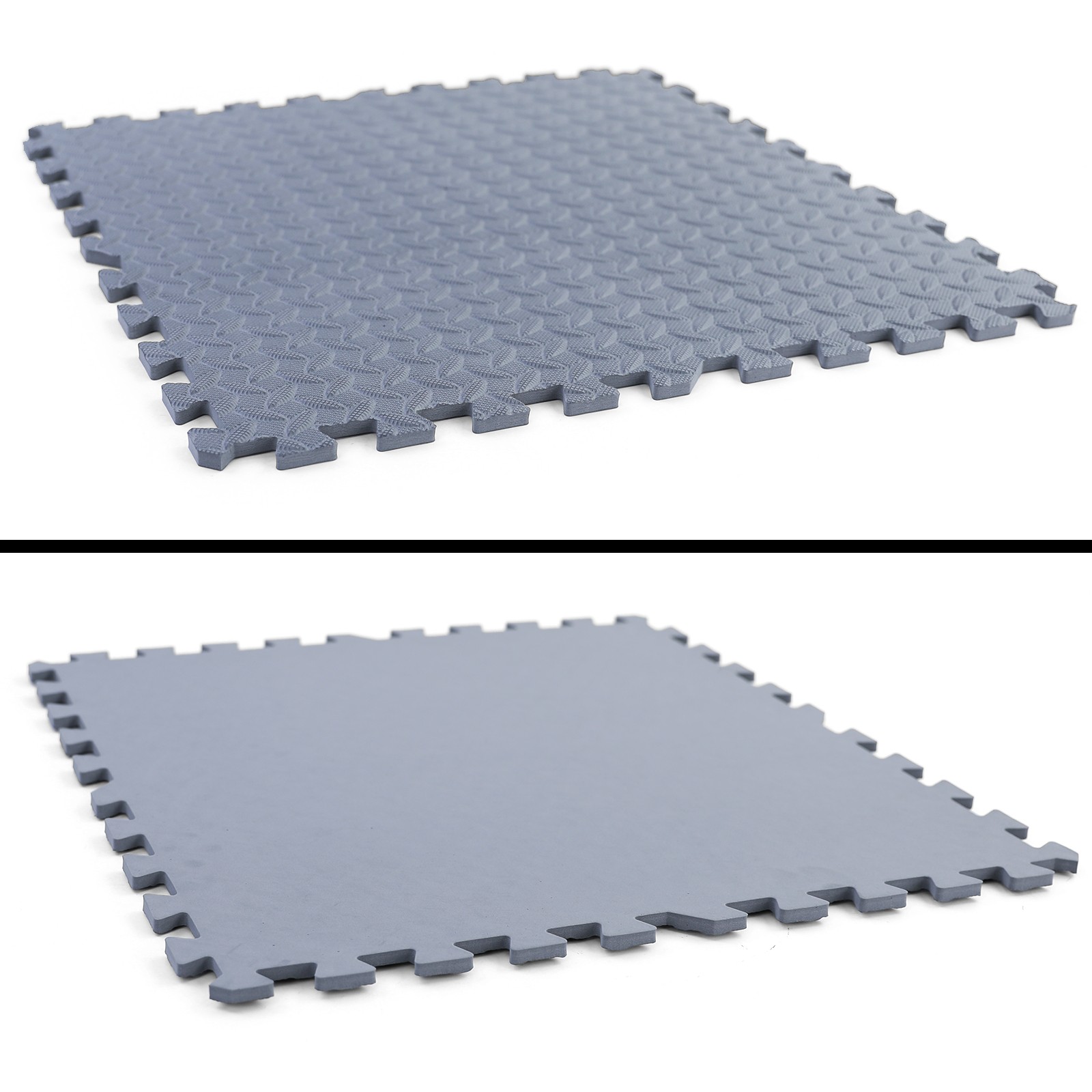 Fitness Floor Checker Plate Puzzle Sports Mat Grey 61x61cm 10mm 4 Piece