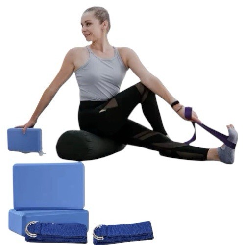 Outus set of 2 Yoga Blocks EVA Foam Blocks and 2 Straps with Metal D Ring