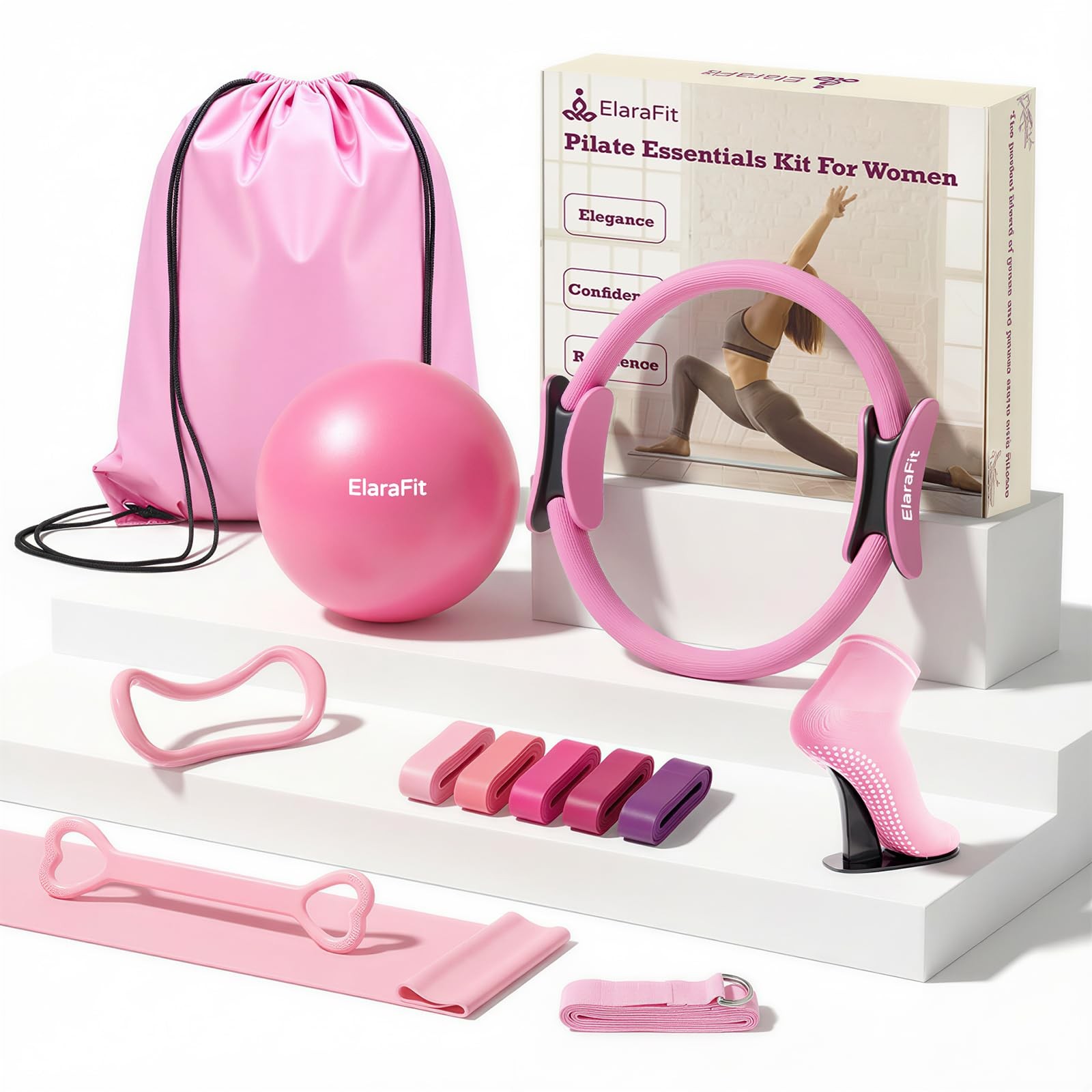 13 Piece Pilates Kit for Women, Home Pilates Ring and Ball Set with 5 Resista…