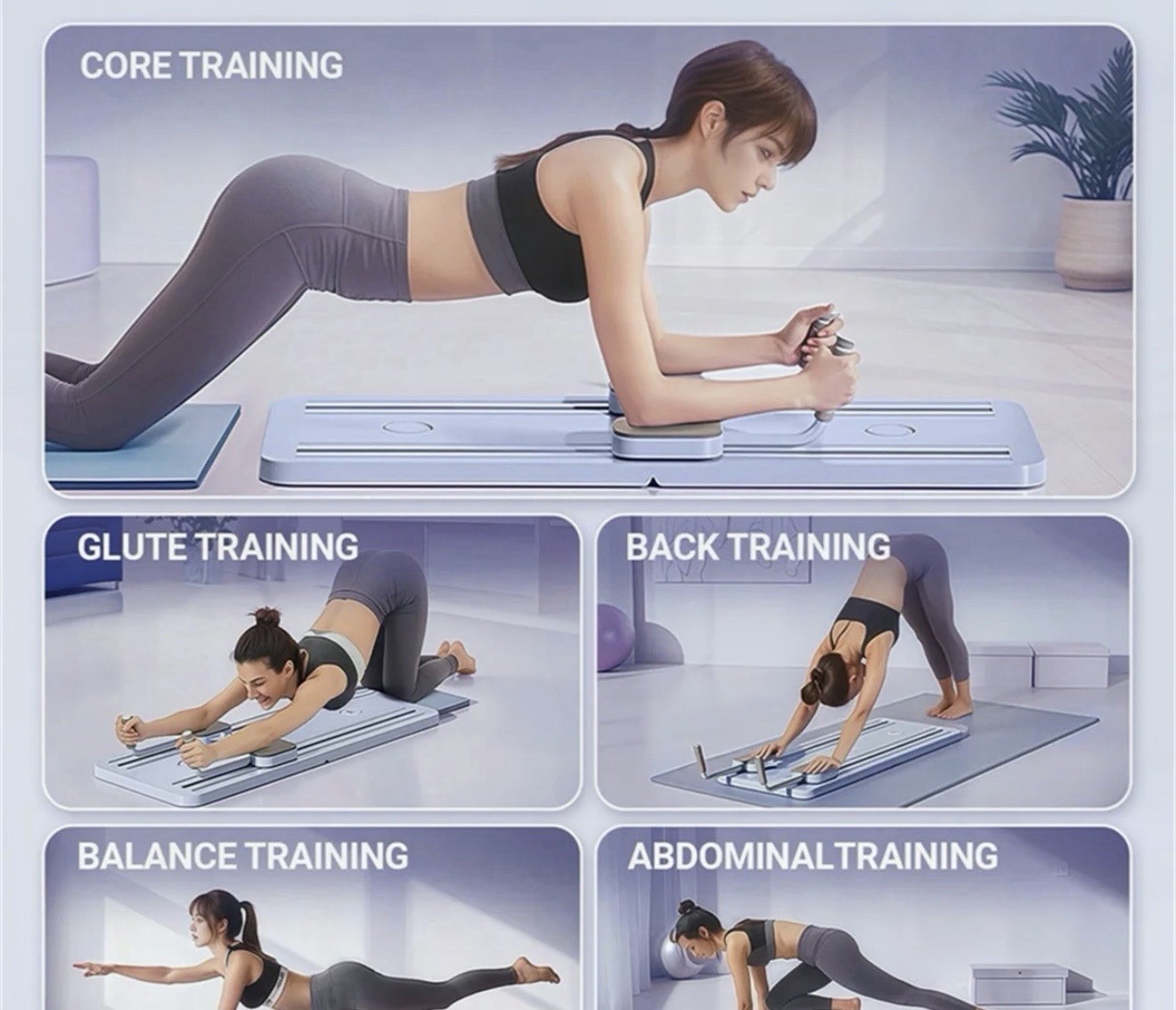 Multifunctional Abdominal Pilates Board, Ab Core Trainer Workout Machine, Purple