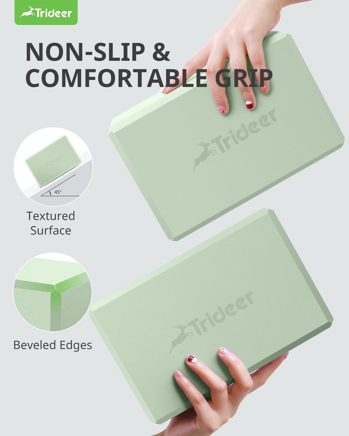 Soft, Durable Yoga Blocks 2 Pack – Ideal for Yoga, Pilates & Dance | Mint Green