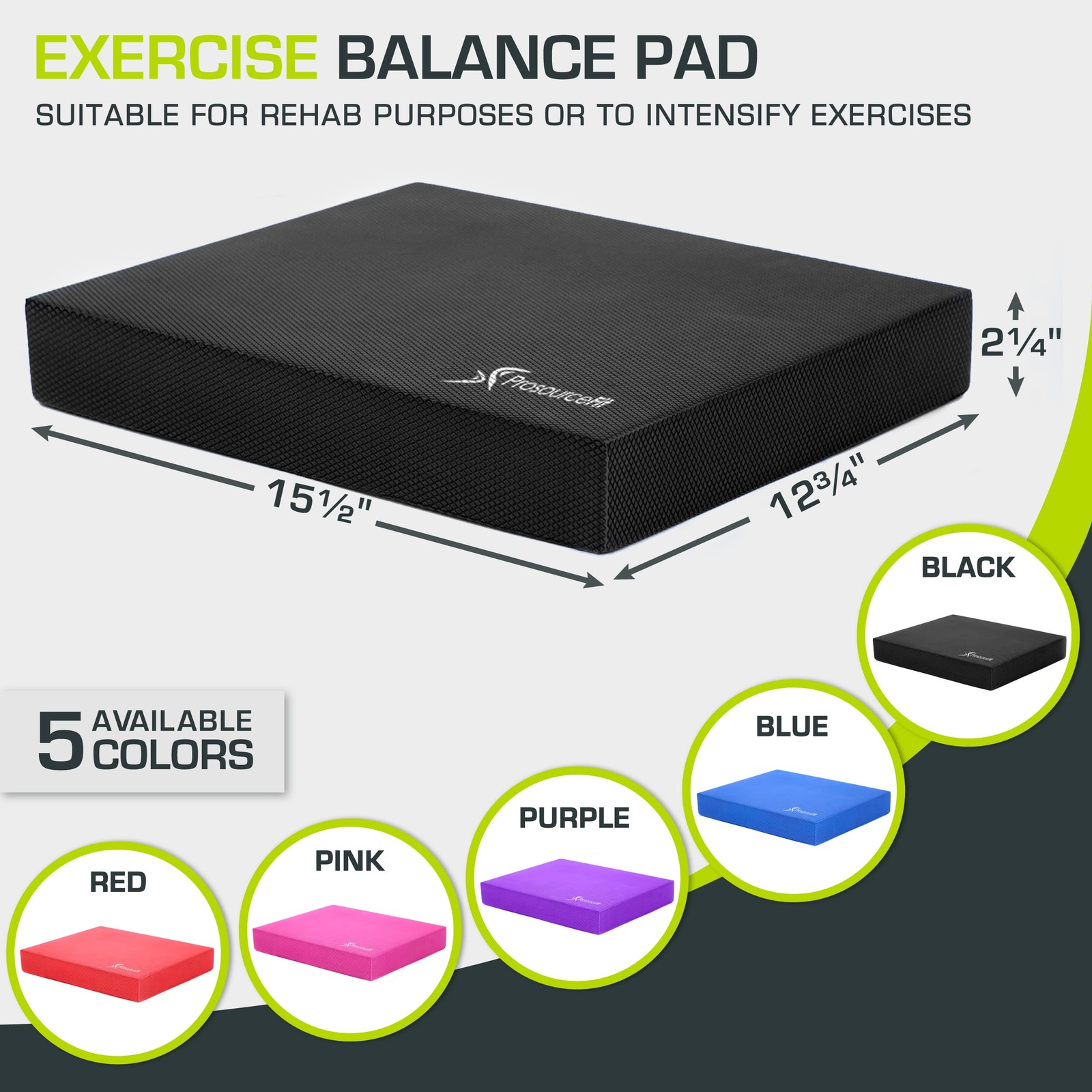 ProSource ps1036bprblack Balance Pad – Non-Slip Foam Mat and Knee P…