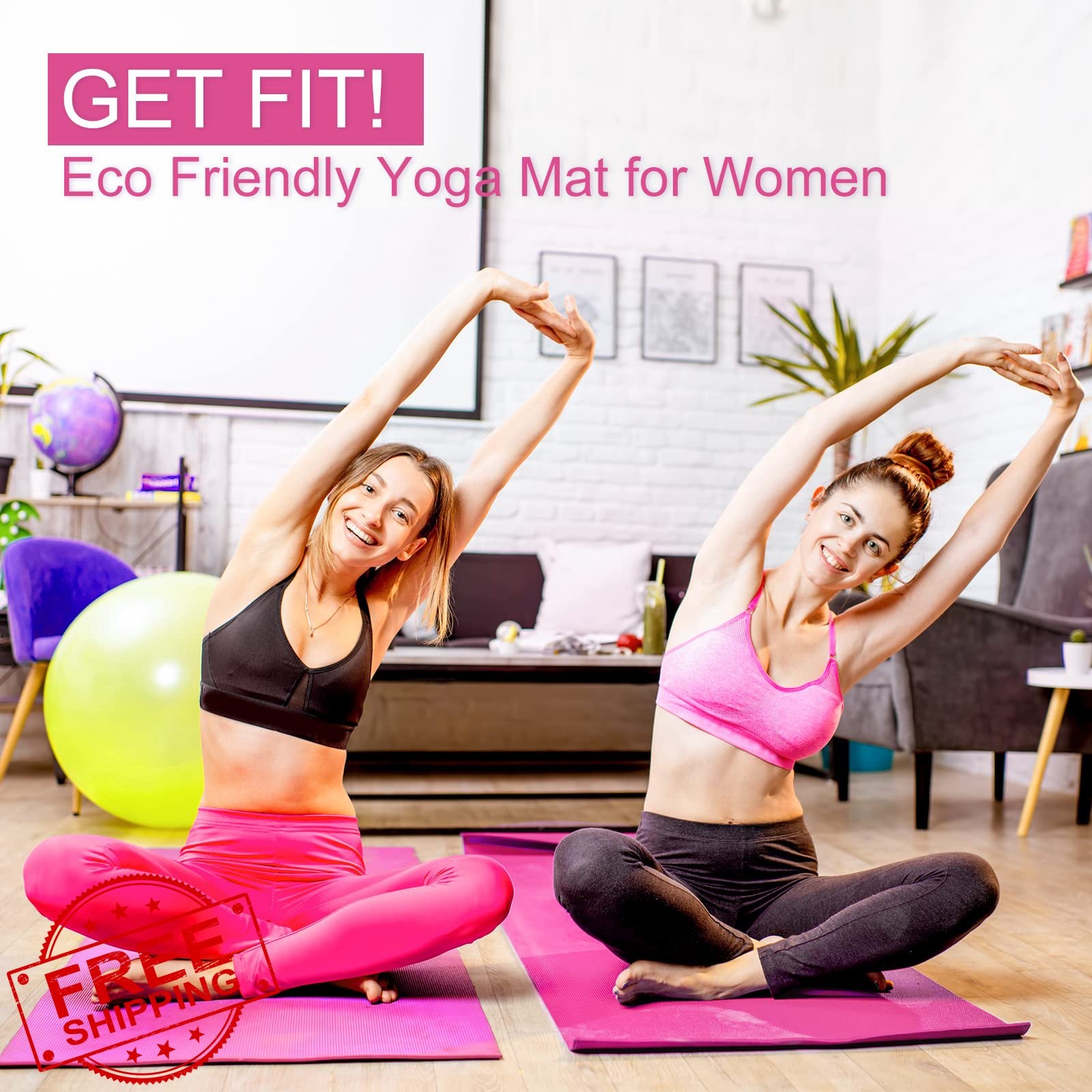 Funtery Rose Red 16pc Yoga Mat Bulk