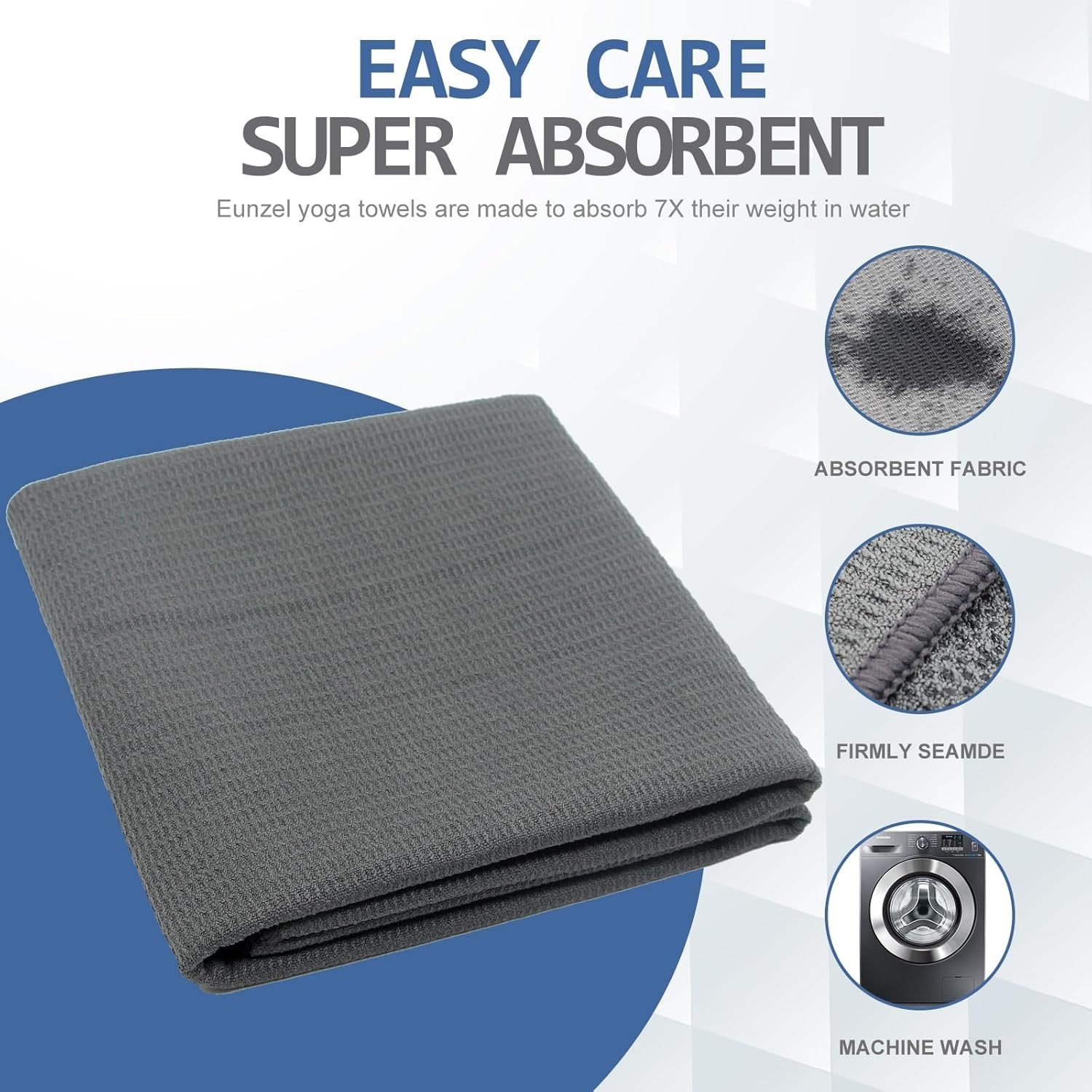 Elegant Non-Slip Yoga Towel 72”x24” – Microfiber with Superior Grip Dots in Grey