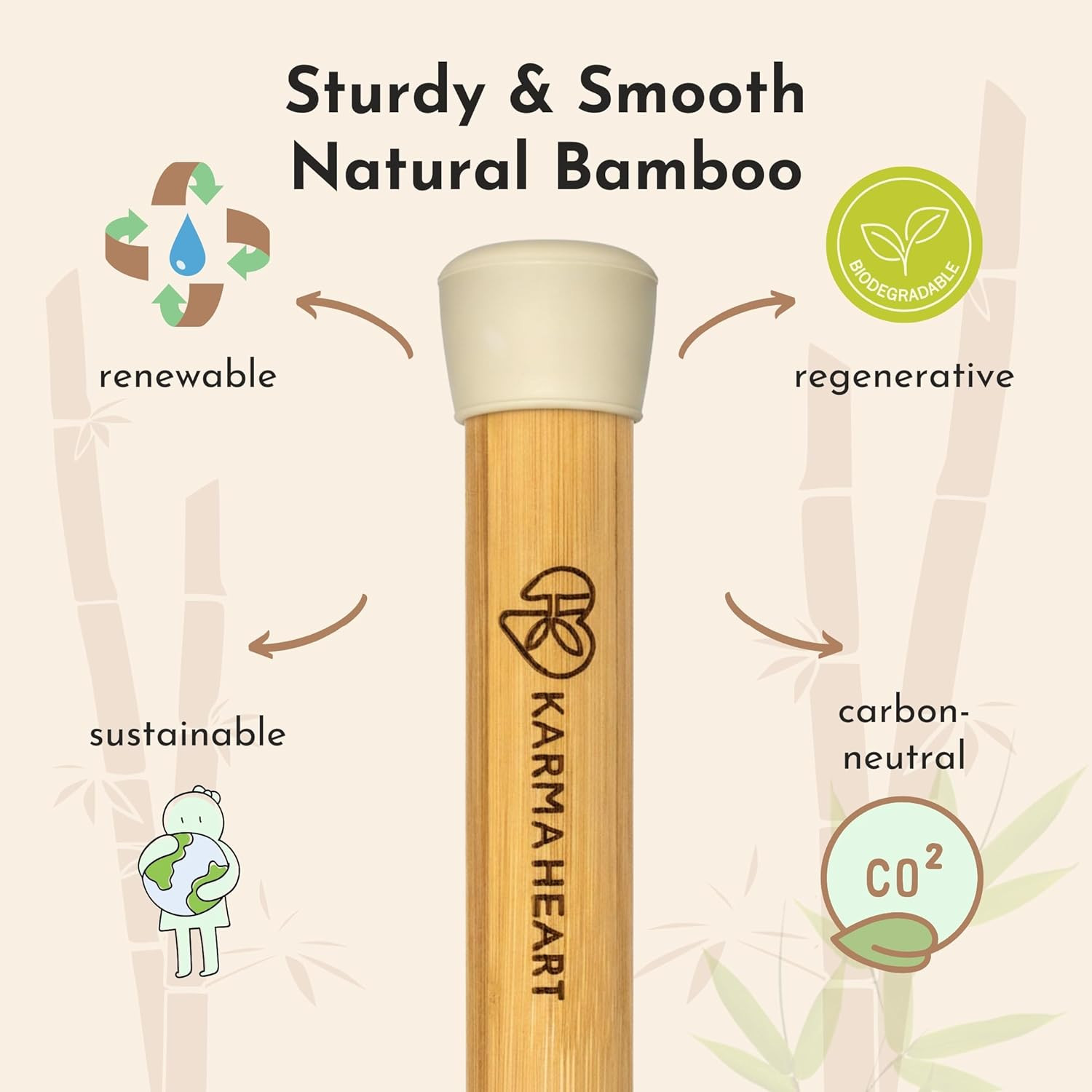 Natural Bamboo Yoga Stick (5Ft): Stretching Stick with White Sturdy Rubber Ends