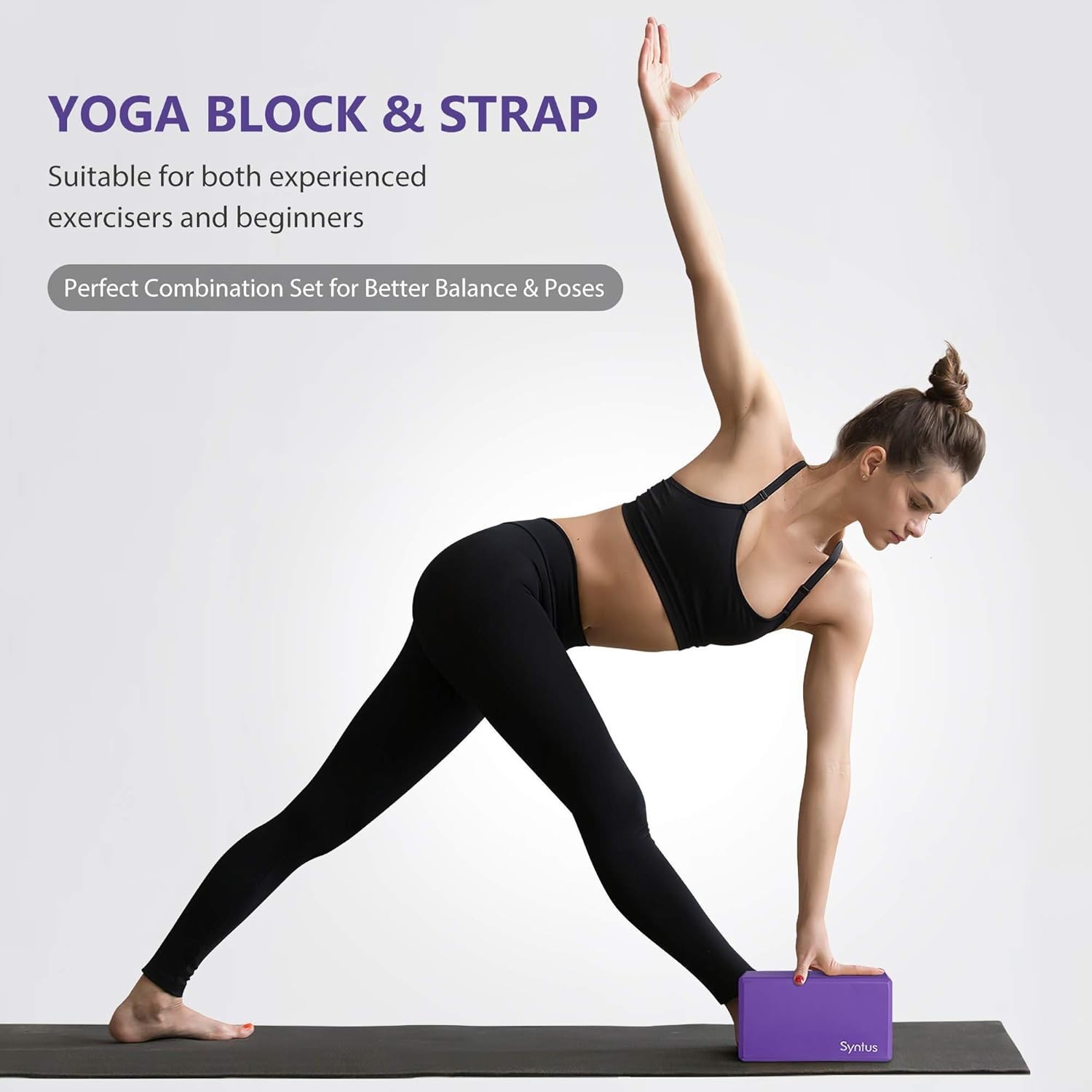 Eco-Friendly Yoga Block & Strap Set, 2 Blocks 8ft Strap