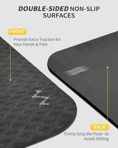 Yoga Mat 72&Prime; x 48&Prime; Large Workout Mat for Home Gym Flooring |-12mm 6mm BLACK