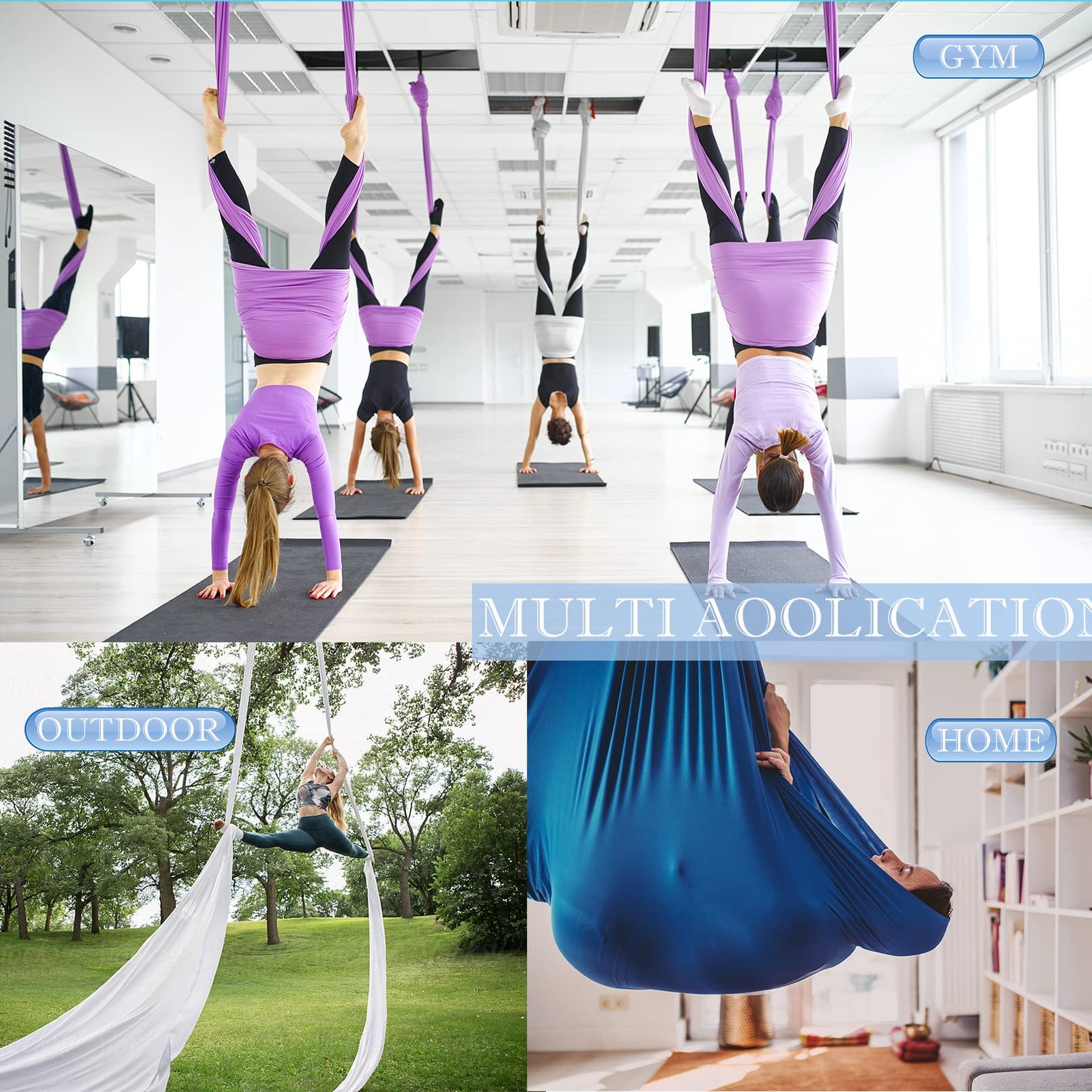 Skypharos 5.5 Yards Aerial Silks Yoga Swing Set – Aerial Yoga Hammock Kit
