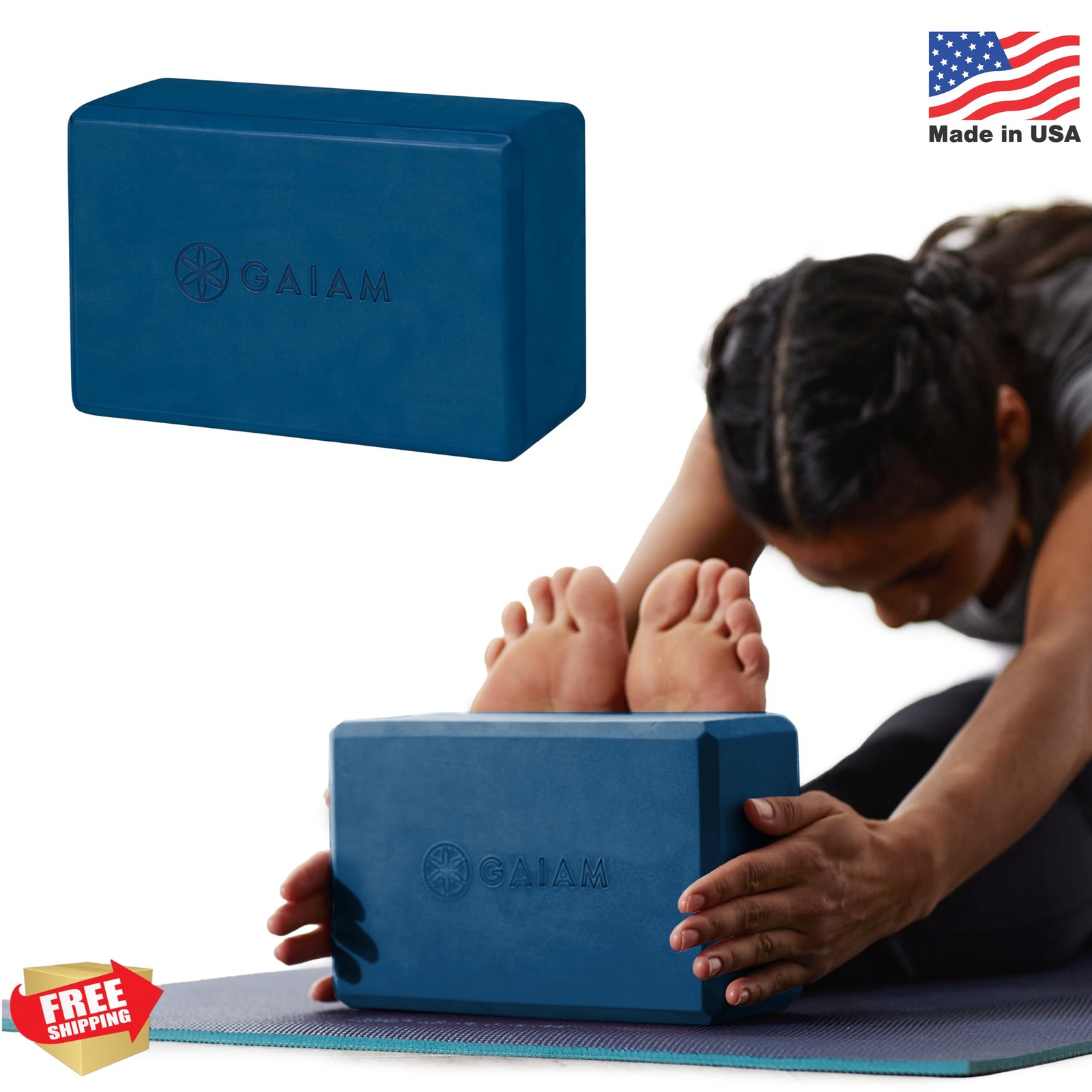 Gaiam Yoga Block – Supportive Latex-Free Eva Foam – Soft Non-Slip Surface with B