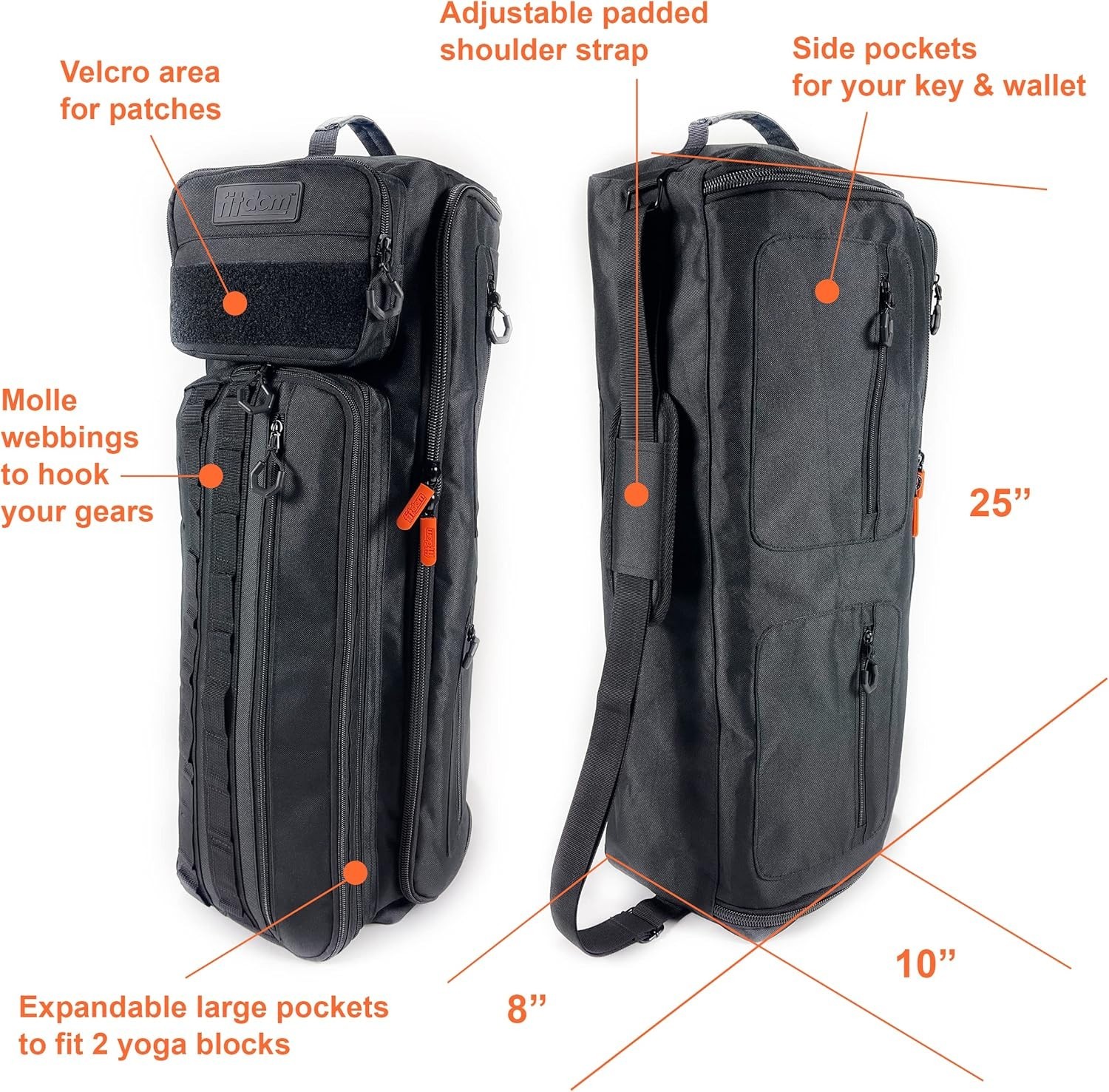 Men&rsquo;s Tactical Yoga Mat Carrier – Expandable Compartment & Zippered Pockets