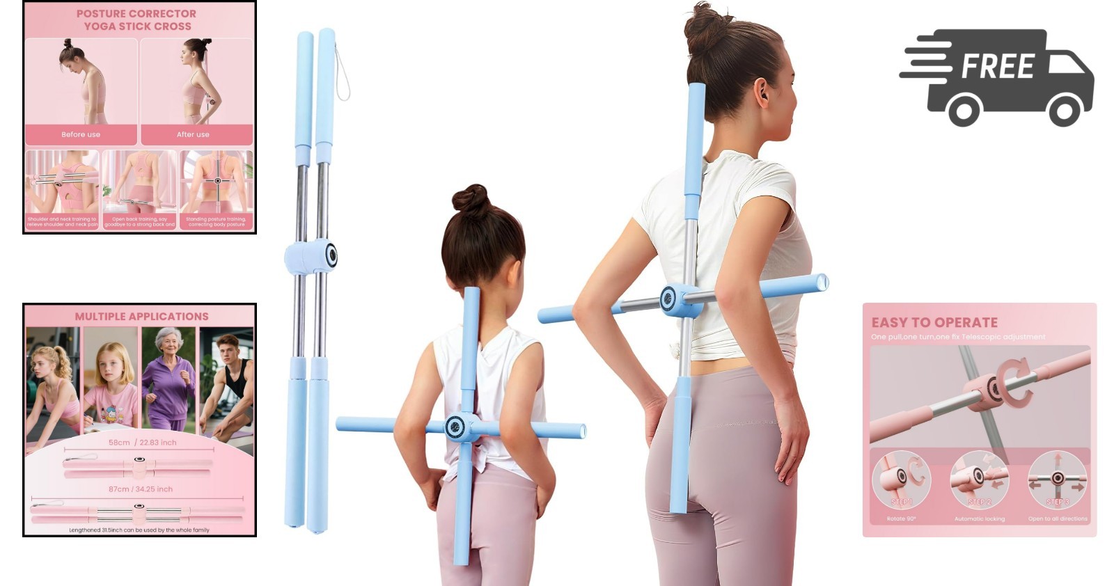Posture Corrector Yoga Stick for Back Pain Relief and Shoulder Stretching