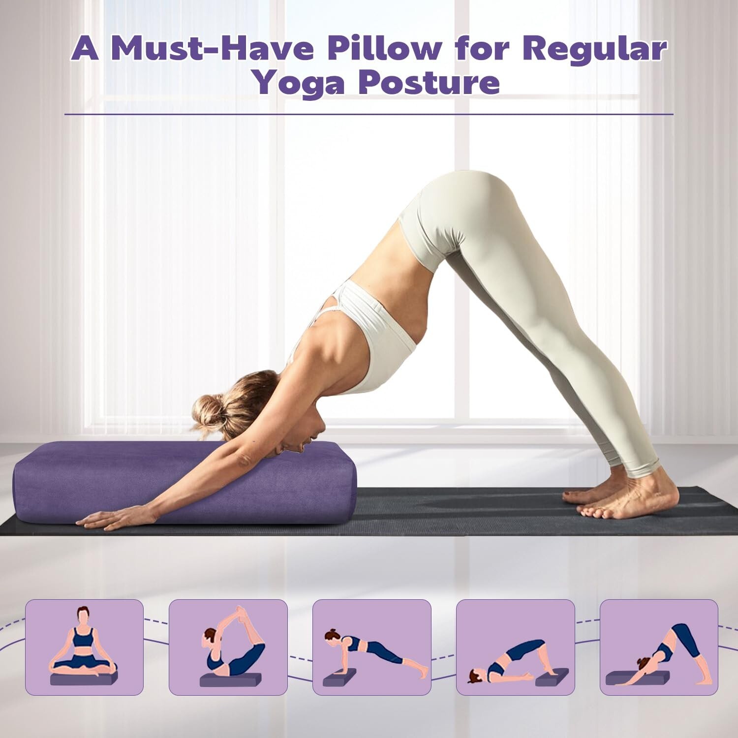 Yoga Bolster Pillow for Restorative Yoga – Rectangular Yoga Bolster – Yoga Me…