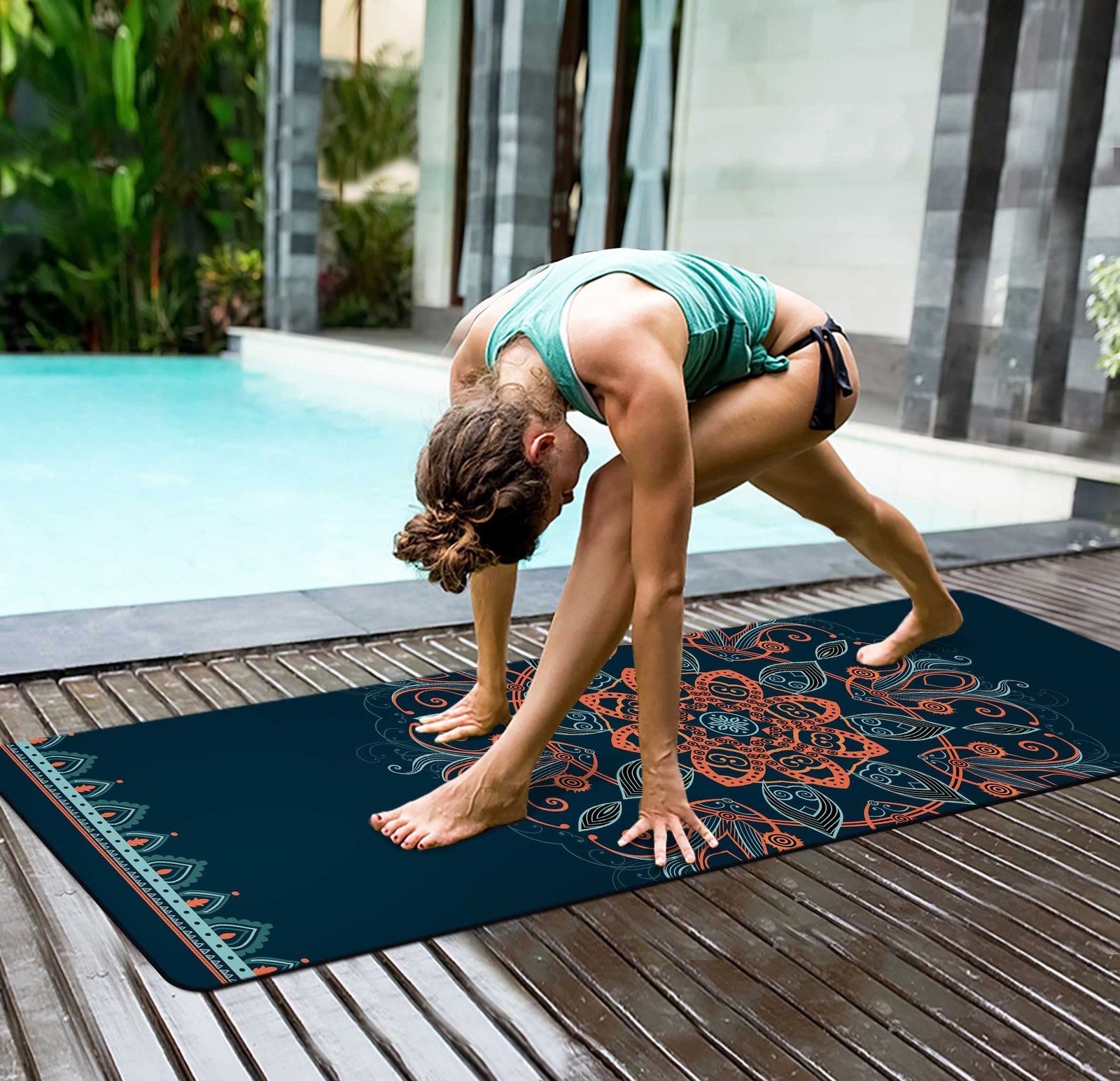 Extra Thick TPE Yoga Mat 6mm Non Slip 72×24 inch with Printed Poses Bag