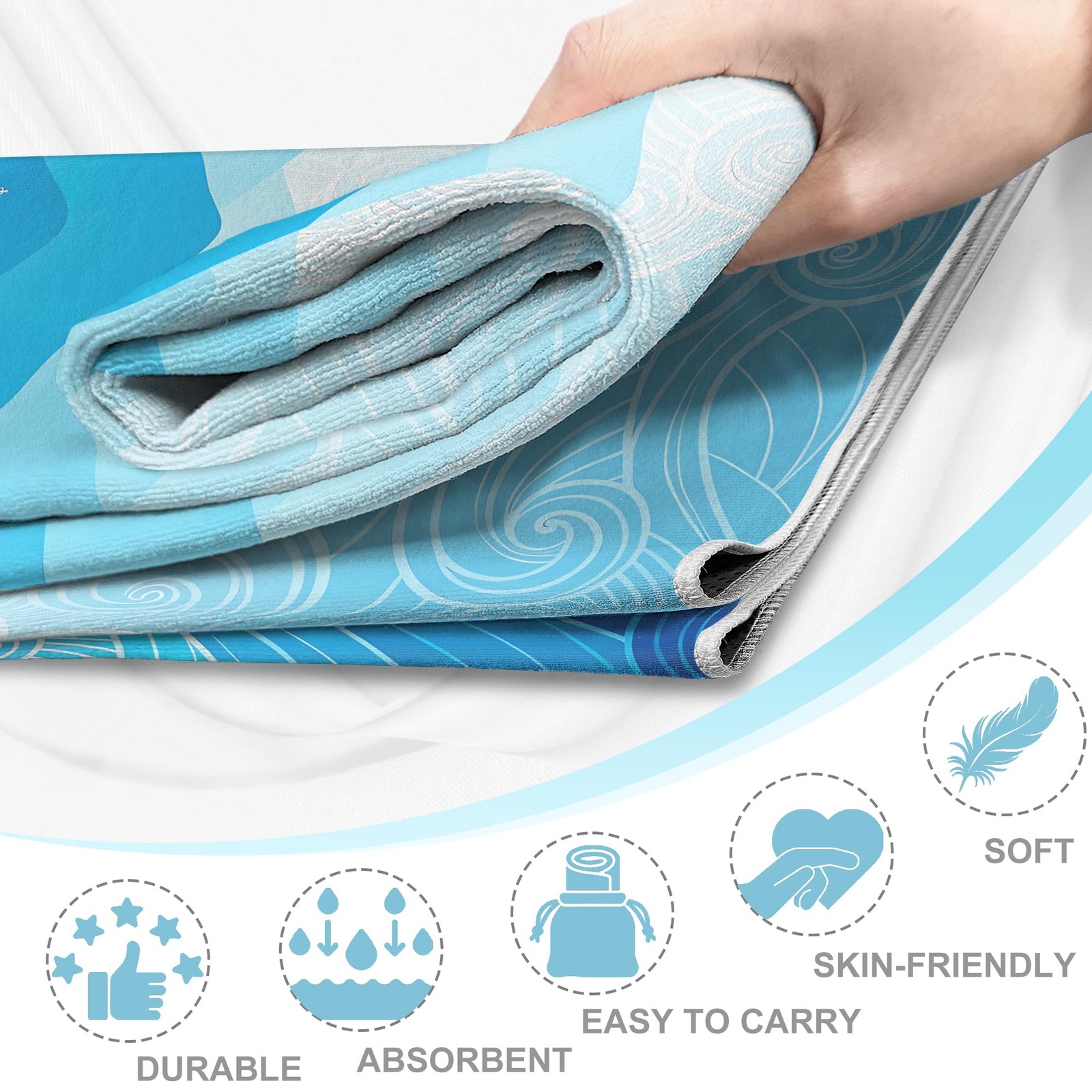 Alissgorat Hot Yoga Towel Non Slip Ultra-Absorbent Yoga Mat Towel Soft Printed