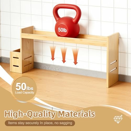 31-inch Bamboo Stove Rack for Above the Hob,Height Bamboo-wood color