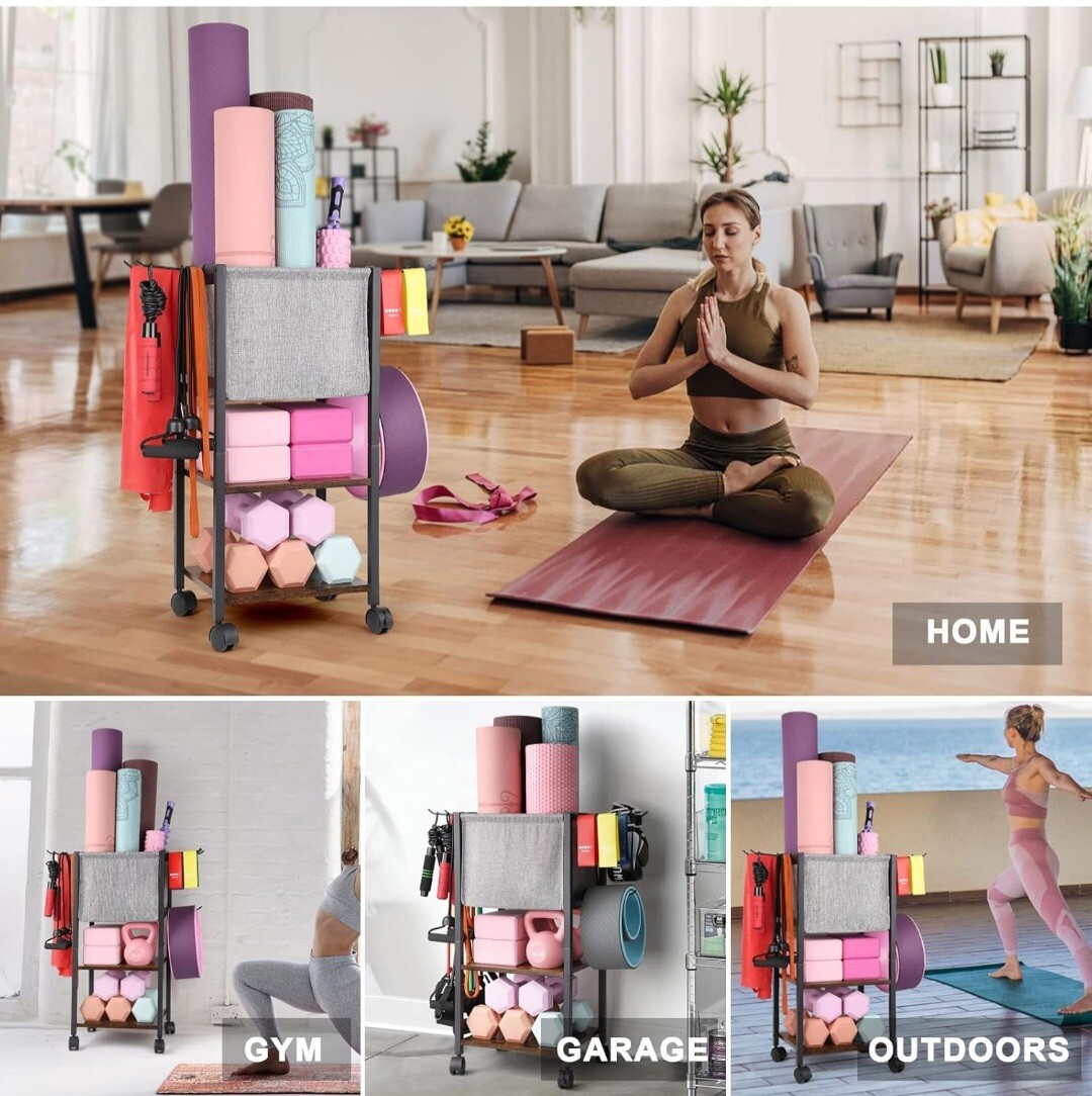 Yoga Mat Storage Rack Home Gym Equipment Workout Equipment Organizer Yoga Mat…