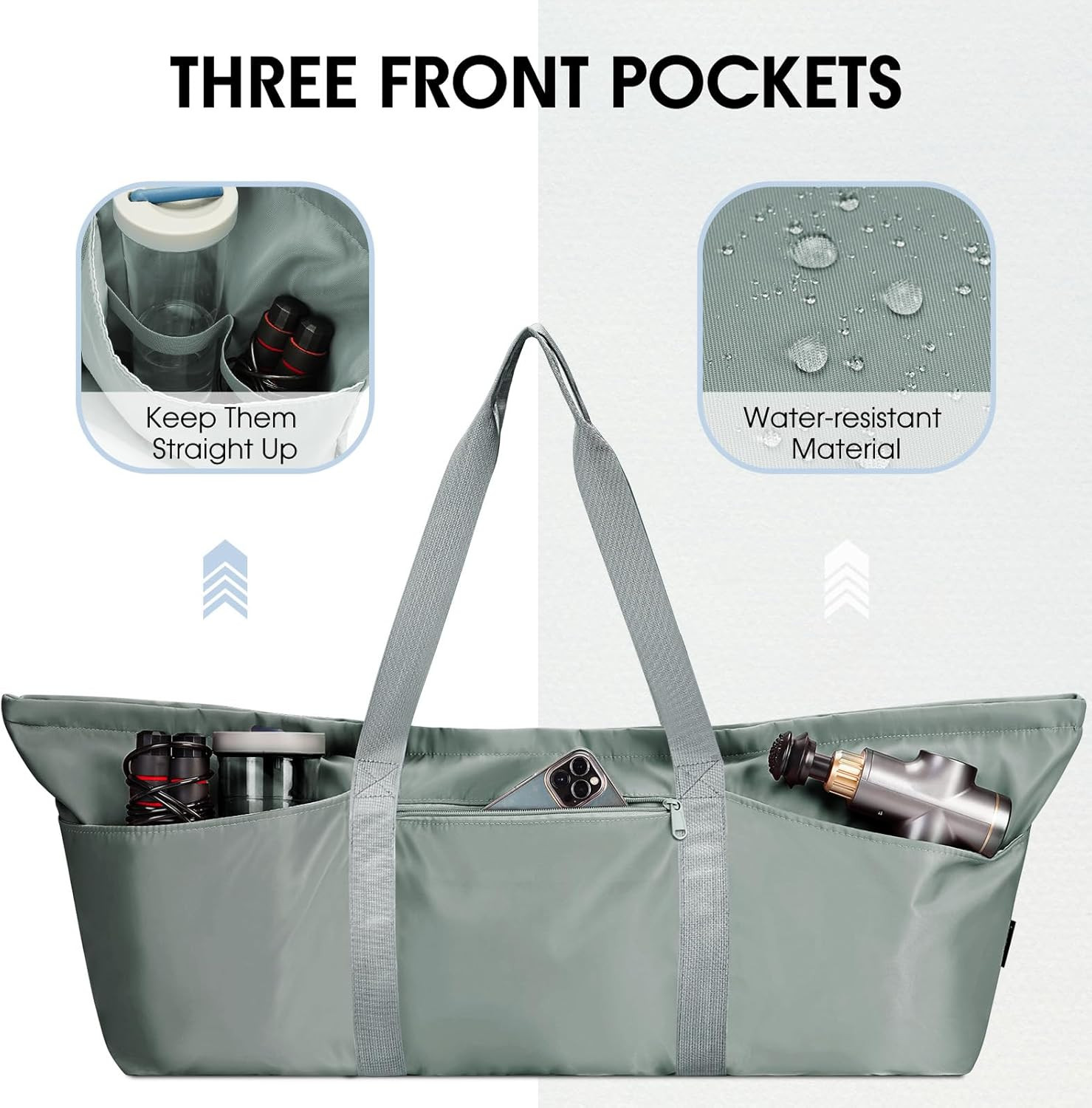 Large Yoga Mat Bag with Shoes Compartment and Wet Pocket Ladies Pilates Gym Tote