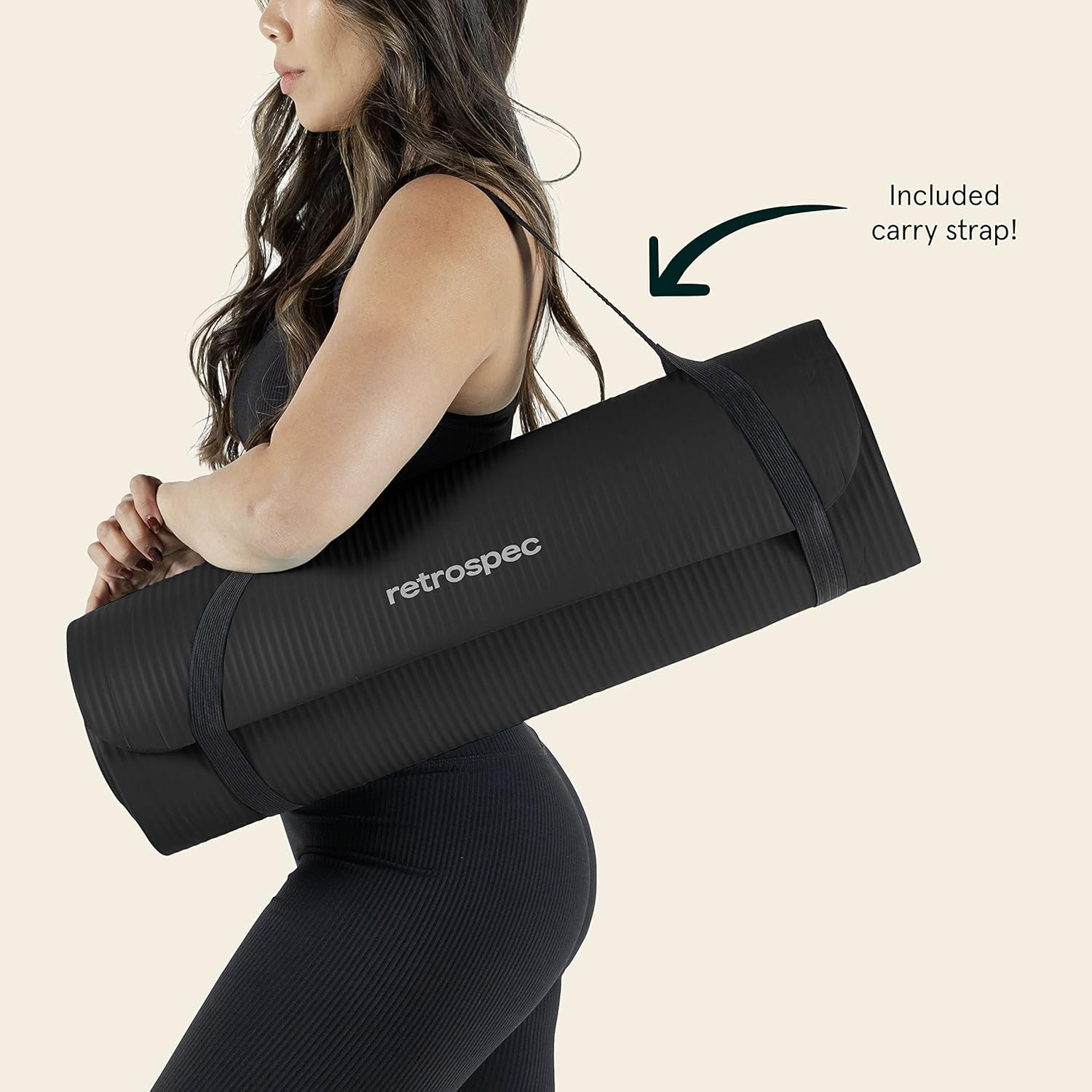 Solana Yoga Mat Thick 1/2In Non-Slip Workout Mat with Nylon Strap – 72X24In Exer