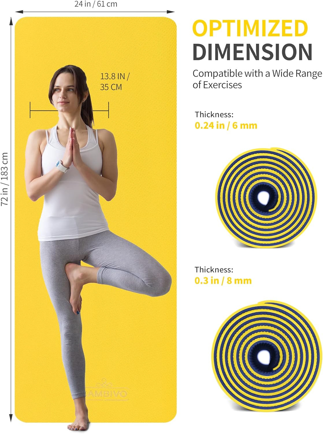 Yoga Mat for Women Men Kids, 1/3 & 1/4 & 2/5 Inch Extra Thick Yoga Mat Non Slip,