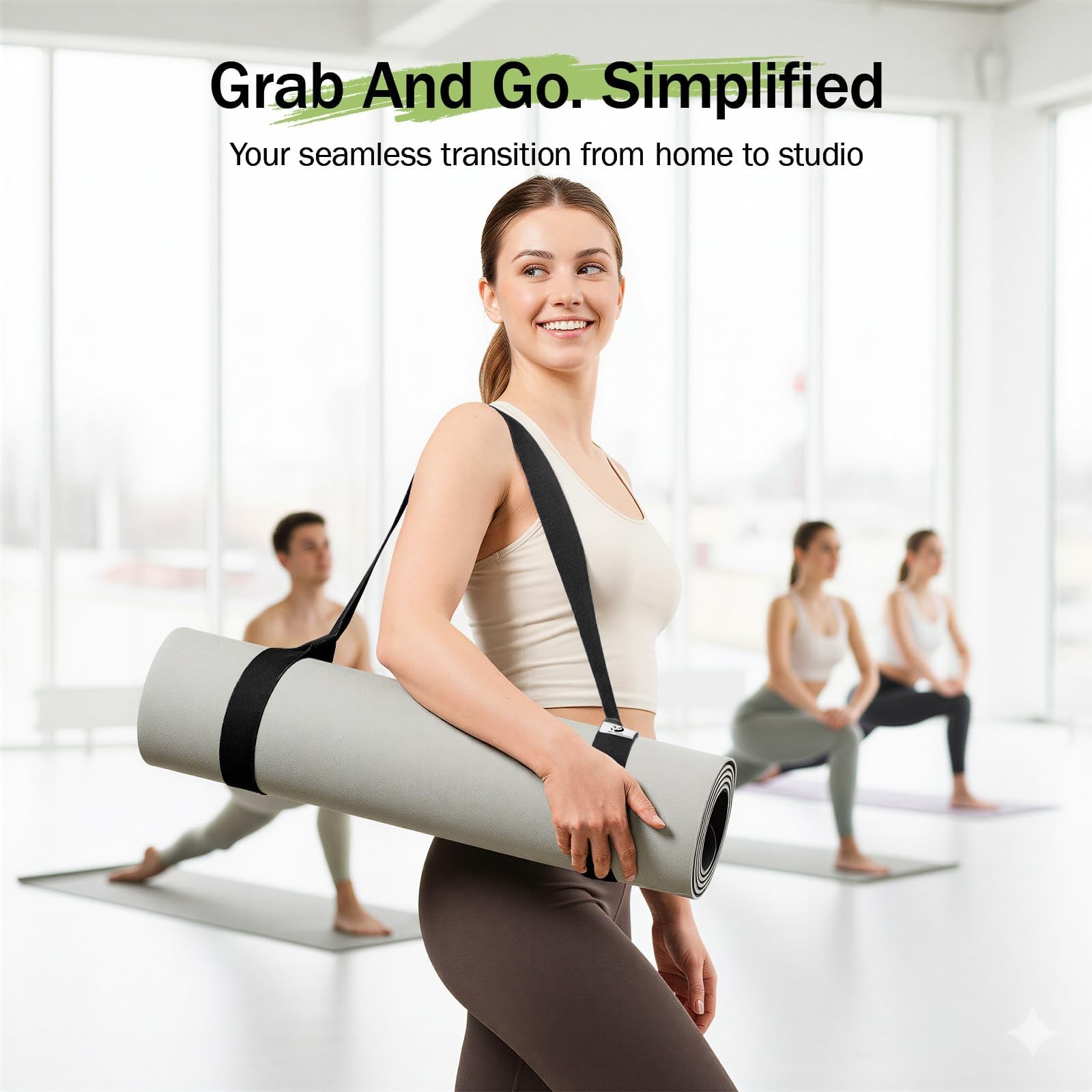 Yoga Mat Straps for Carrying, Adjustable Yoga Mat Carrier Sling Fits All Mats…