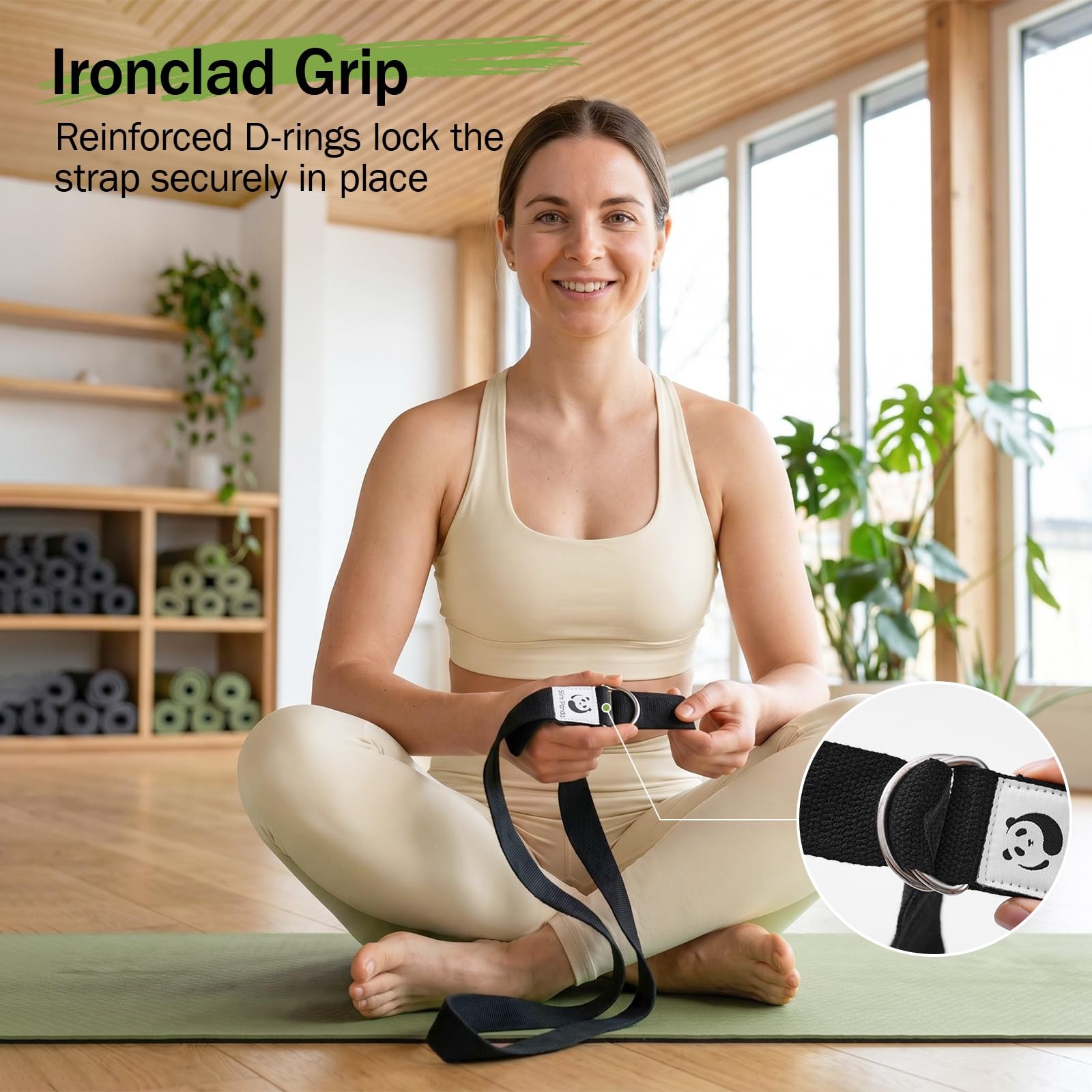 Yoga Strap for Stretching,Cotton Yoga Strap with Adjustable D-Ring Buckle,Non…