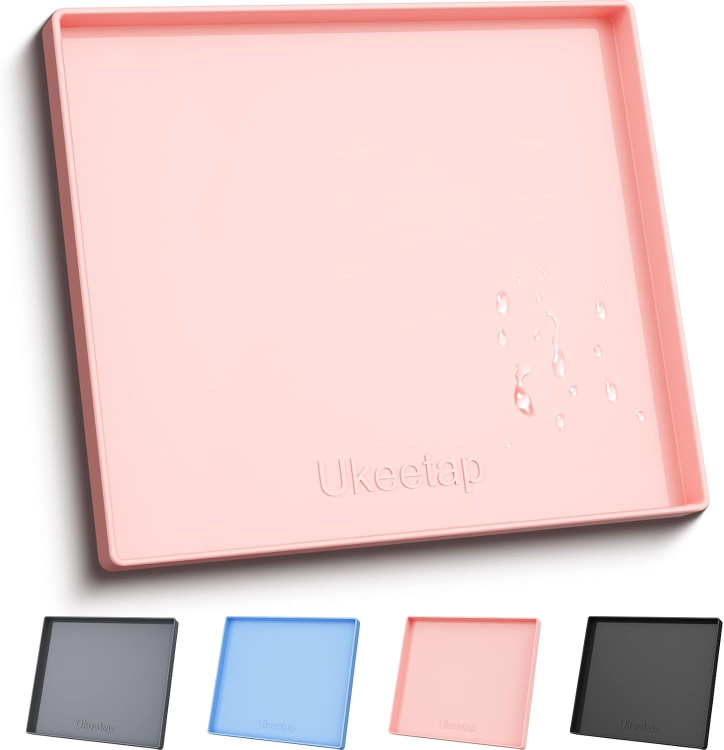 Extra Thick Silicone Mat Waterproof with Raised Edge 19” X 12”, BPA Free Non-Sli