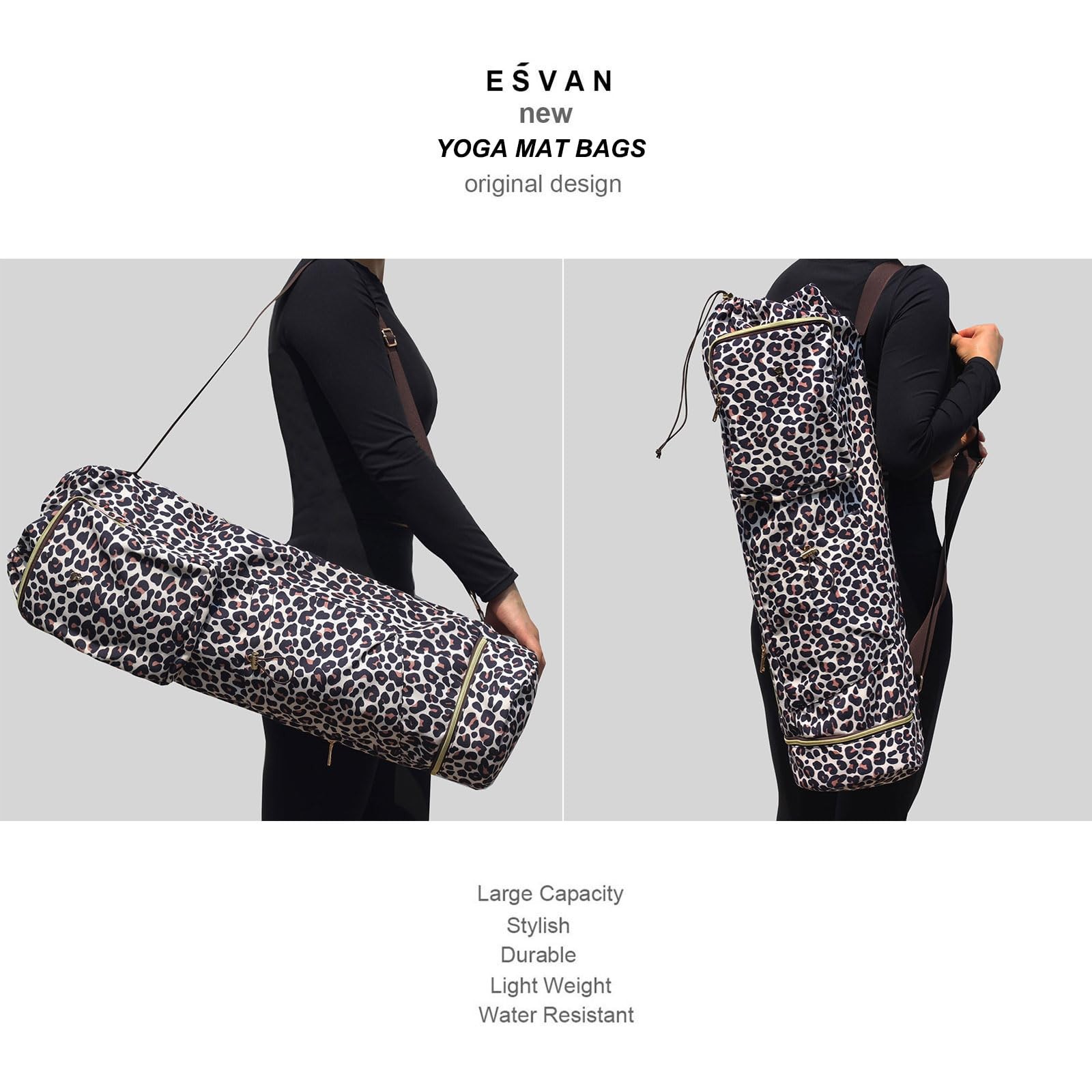 Yoga Mat Bag Multi Pockets Drawstring Carrier Pilates Exercise Storage Tote